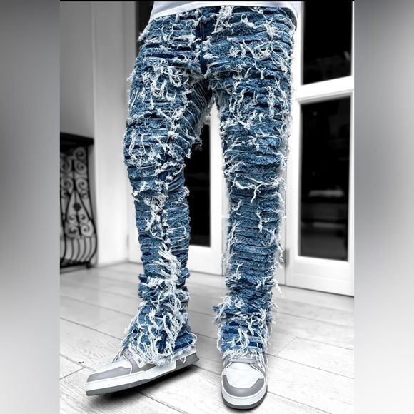 GUAPI Rare 1/100 Spiderweb Distressed Stacked Denim Size US 32 / EU 48 - 5 Thumbnail