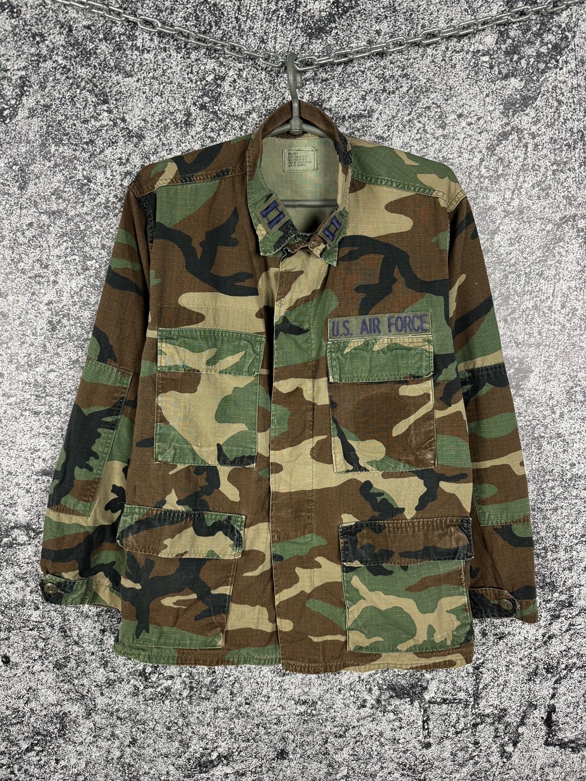 Vintage US ARMY Military Combat Camo Jacket Shirt U.S. Air Force Size US S / EU 44-46 / 1 - 1 Thumbnail