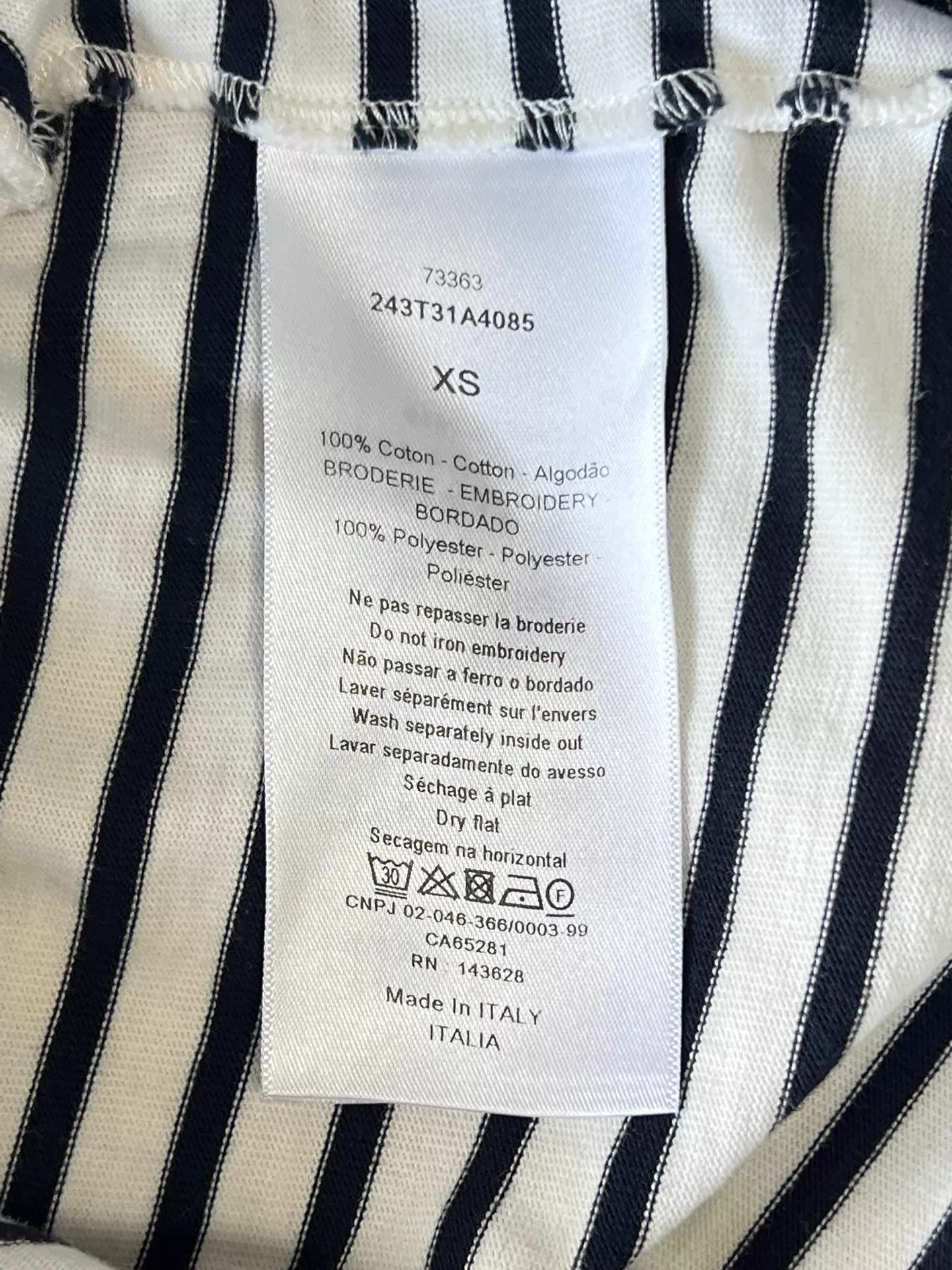 Dior Dior B&W Stripe Lucky Star Logo Embroidered Tee XS Size XS / US 0-2 / IT 36-38 - 7 Thumbnail