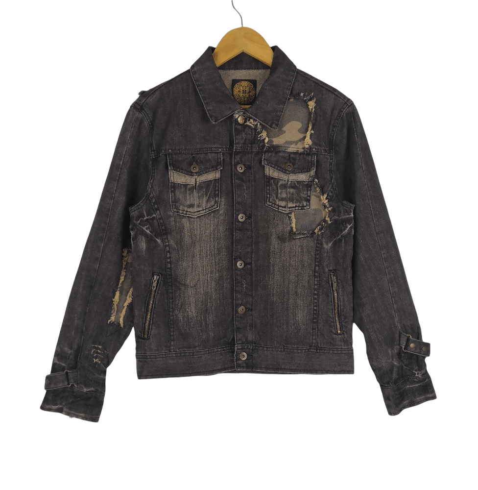 Vintage Vintage Midas Denim Distressed Trucker Biker Jacket Size US M / EU 48-50 / 2 - 1 Thumbnail