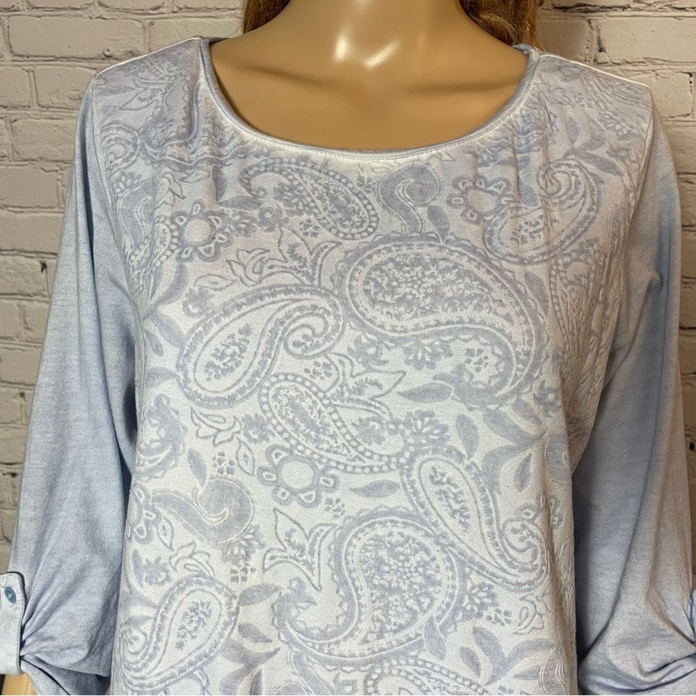Chicos Chico's Cotton Blue Tie Dye 3/4 Sleeve Top Size 2 US L Size L / US 10 / IT 46 - 2 Thumbnail