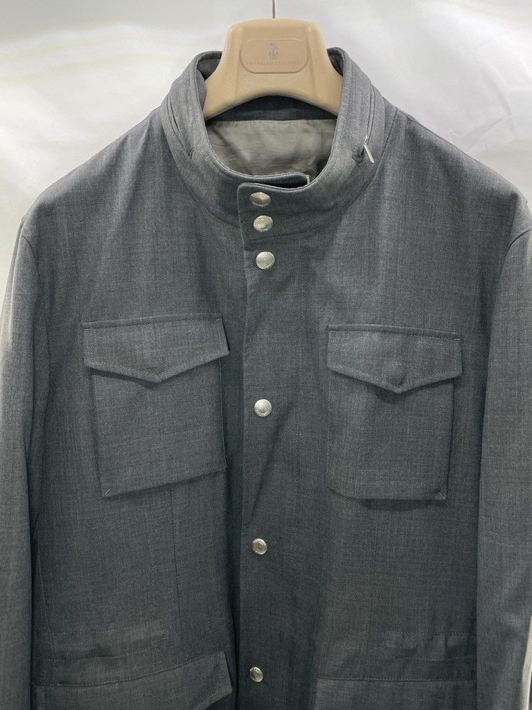 Brunello Cucinelli BRUNELLO CUCINELLI Wool Nylon Charcoal Utility Jacket Size US L / EU 52-54 / 3 - 2 Thumbnail