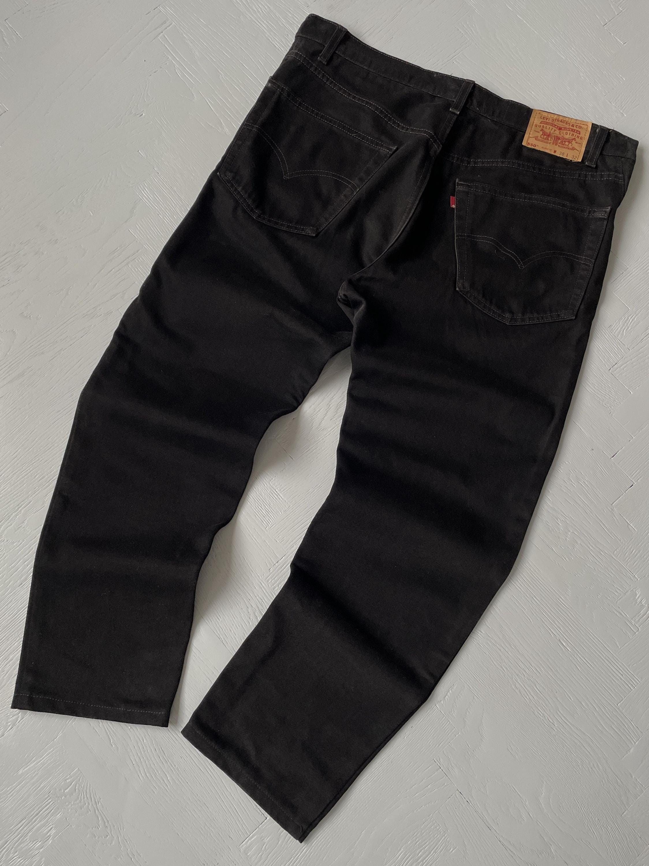 Vintage 90s Levi's 2024 550 Relaxed Tapered Leg Jeans 38x 32 Distressed Black USA #2