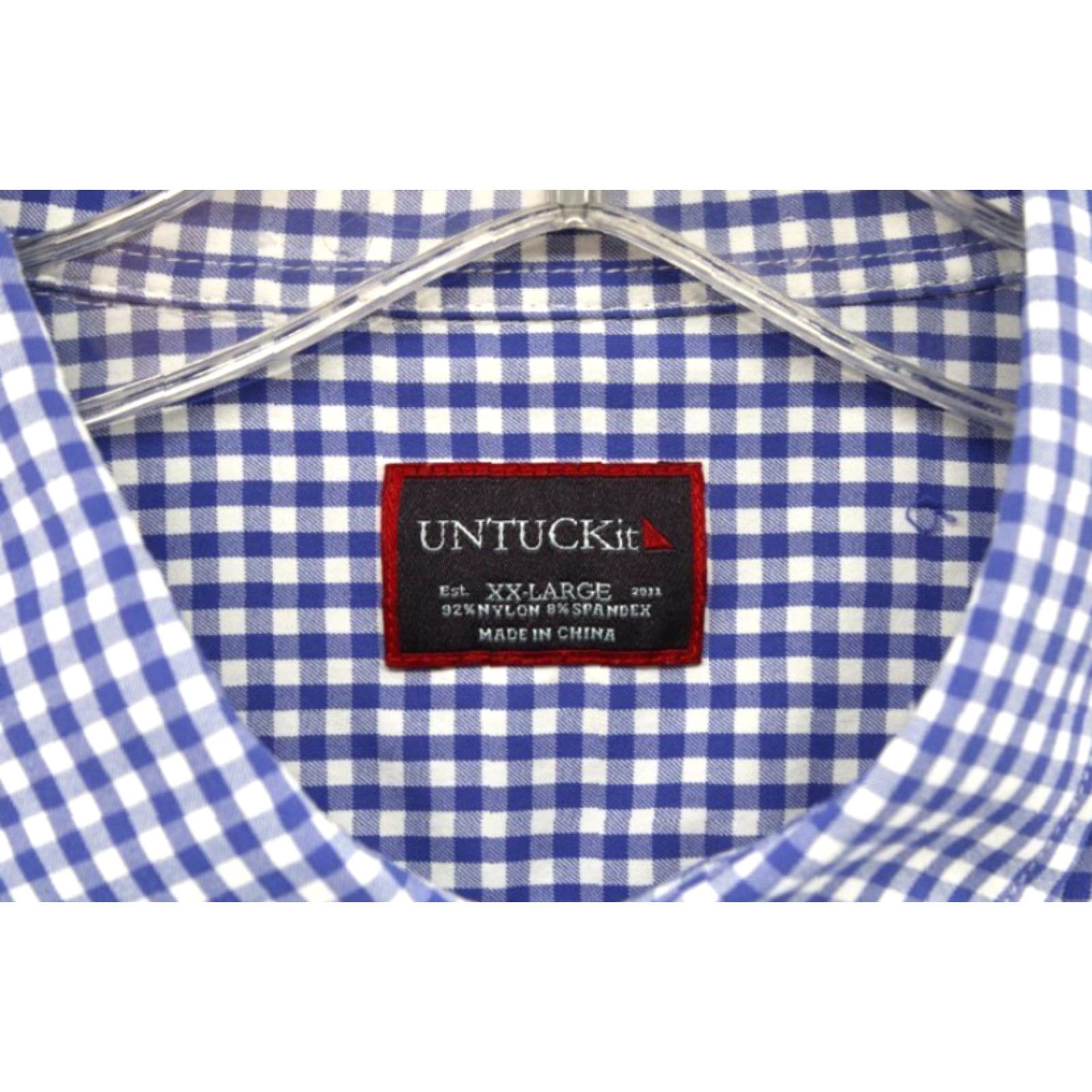 UNTUCKit UNTUCKit Button-Up Shirt Men’s XXL Blue White Gingham Check Nylon Spandex Preppy Casual Dressy Classic Comfort Size US XXL / EU 58 / 5 - 6 Thumbnail