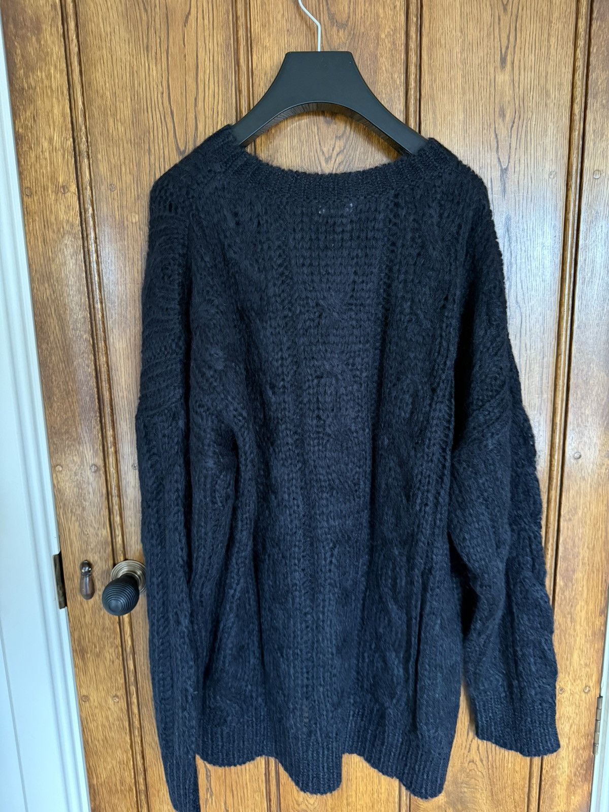Celine $1.4k Celine black boxy Aran sweater mohair Fishermans Cable Size US XL / EU 56 / 4 - 17 Thumbnail