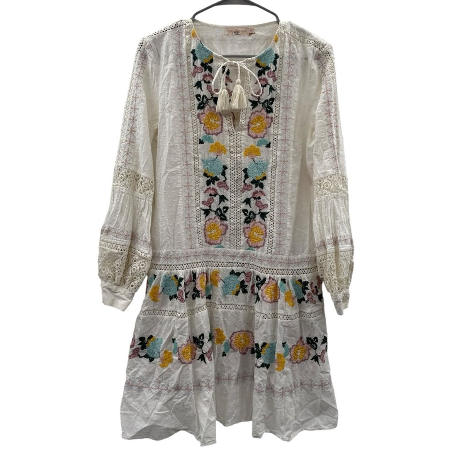 Tory Burch Tory Burch White Multicolor Floral Boho Long Sleeve Dress Size S / US 4 / IT 40 - 2 Thumbnail
