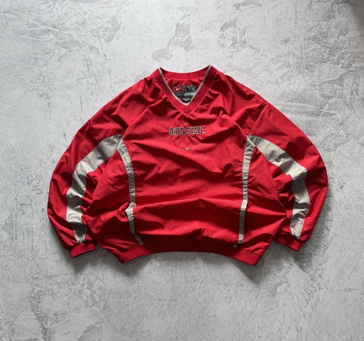 Nike × Vintage 90s Nike Vintage Nylon Center Swoosh Oversize Sweatshirt Y2K Size US XL / EU 56 / 4 - 1 Thumbnail