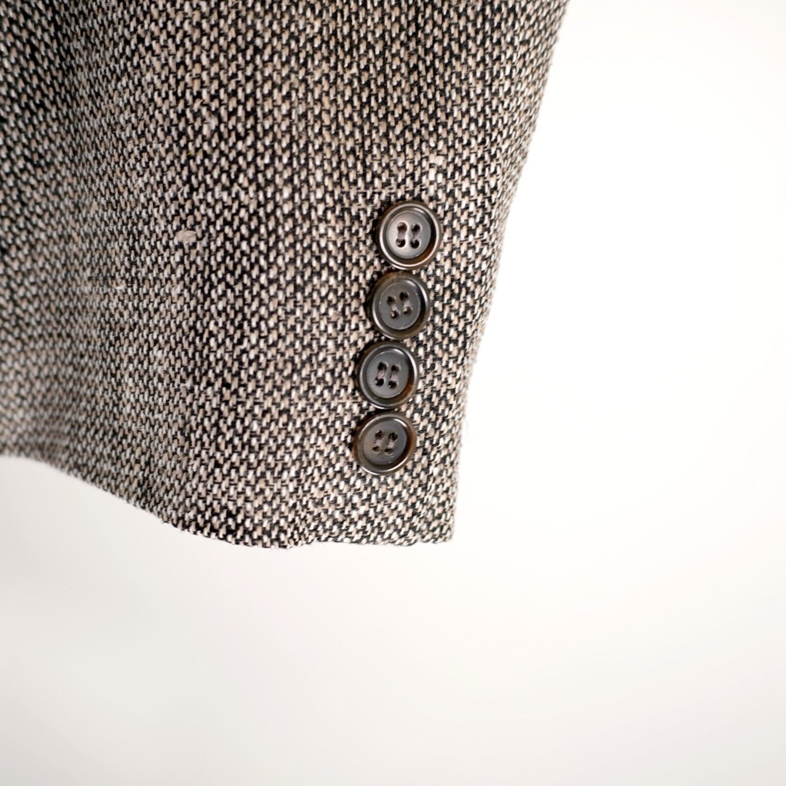 Stafford Stafford Tweed 100% Silk Black Tan White Spec 2 Button Sport Size ONE SIZE - 3 Thumbnail