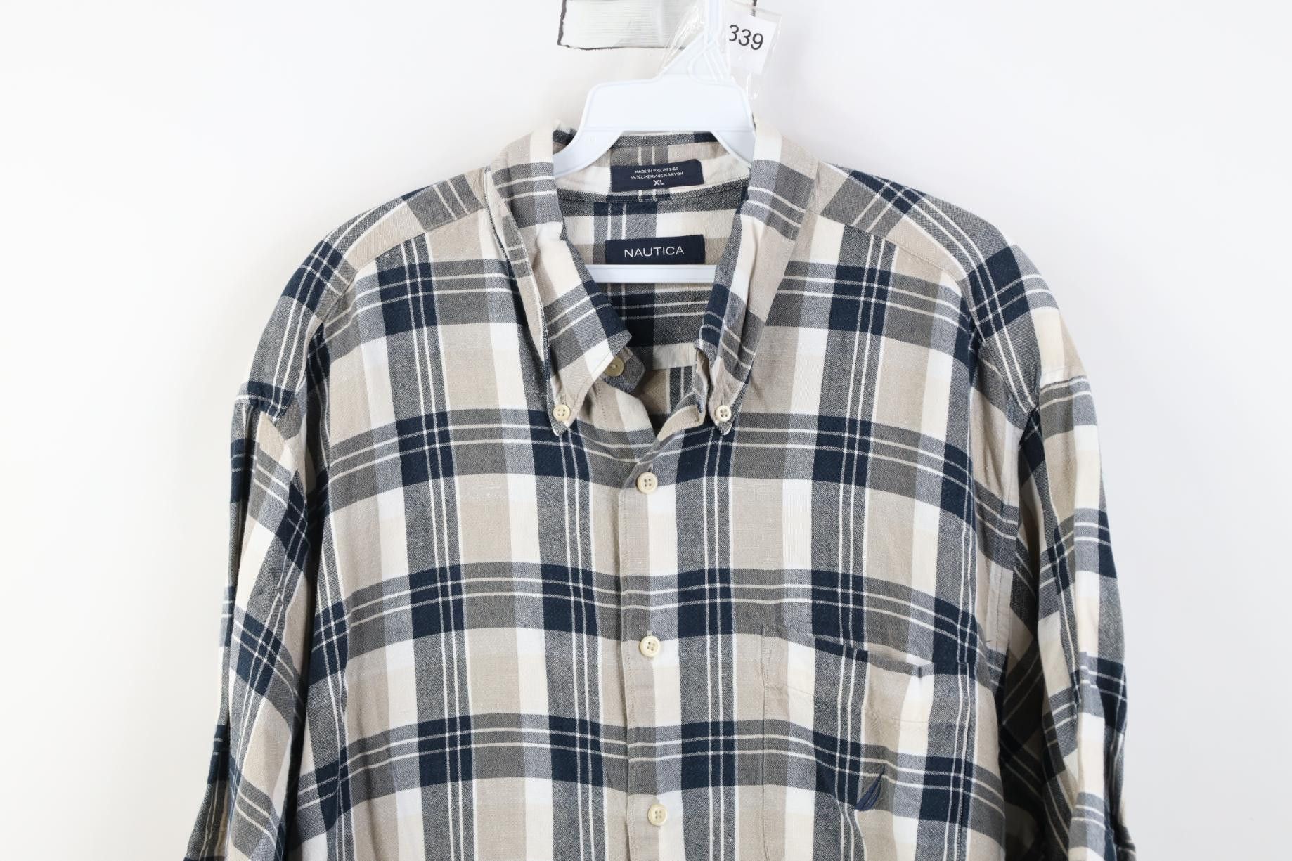 Nautica Vintage Nautica Gabardine Collared Button Down Shirt Plaid Size US XL / EU 56 / 4 - 2 Thumbnail