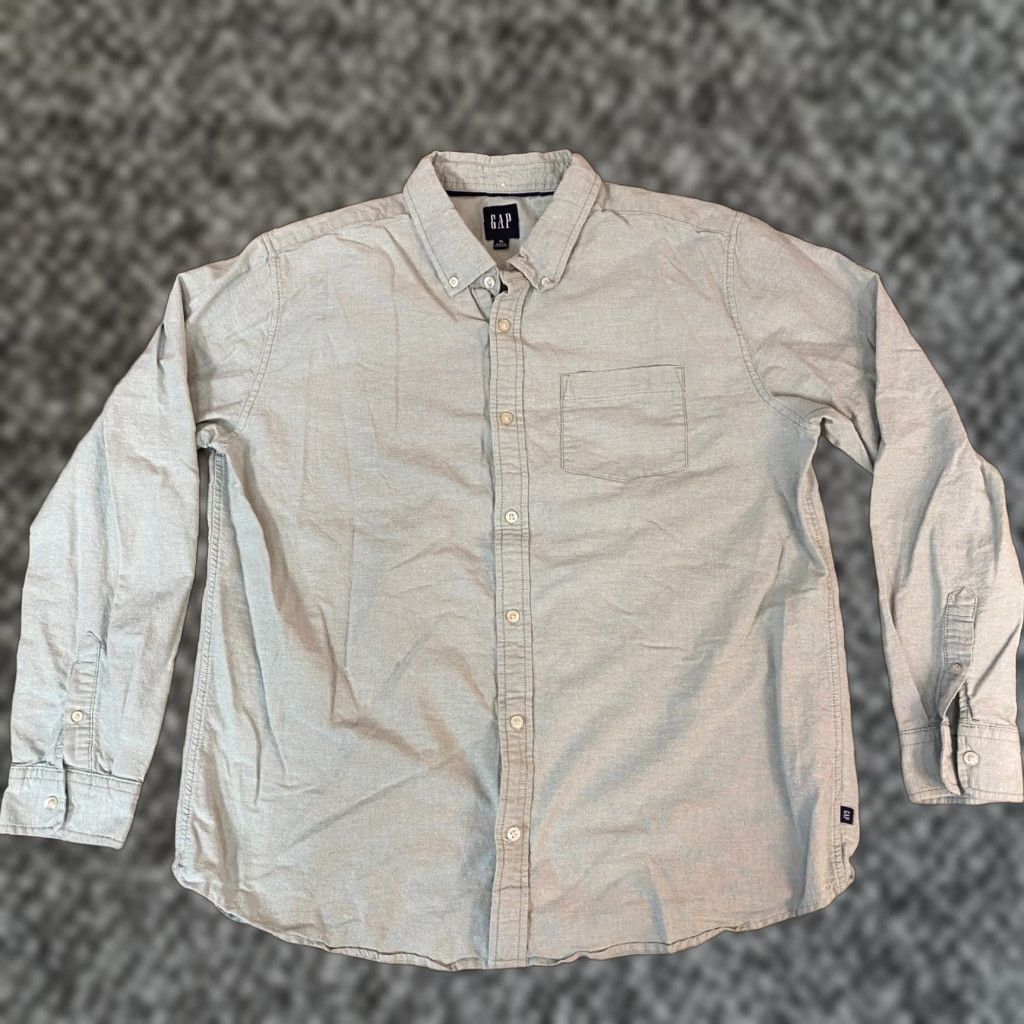 Gap GAP Shirt Mens XL Long Sleeve Button-Down Oxford Cloth Light Green Blue Solid Casual Preppy 90s? Size US XL / EU 56 / 4 - 1 Thumbnail
