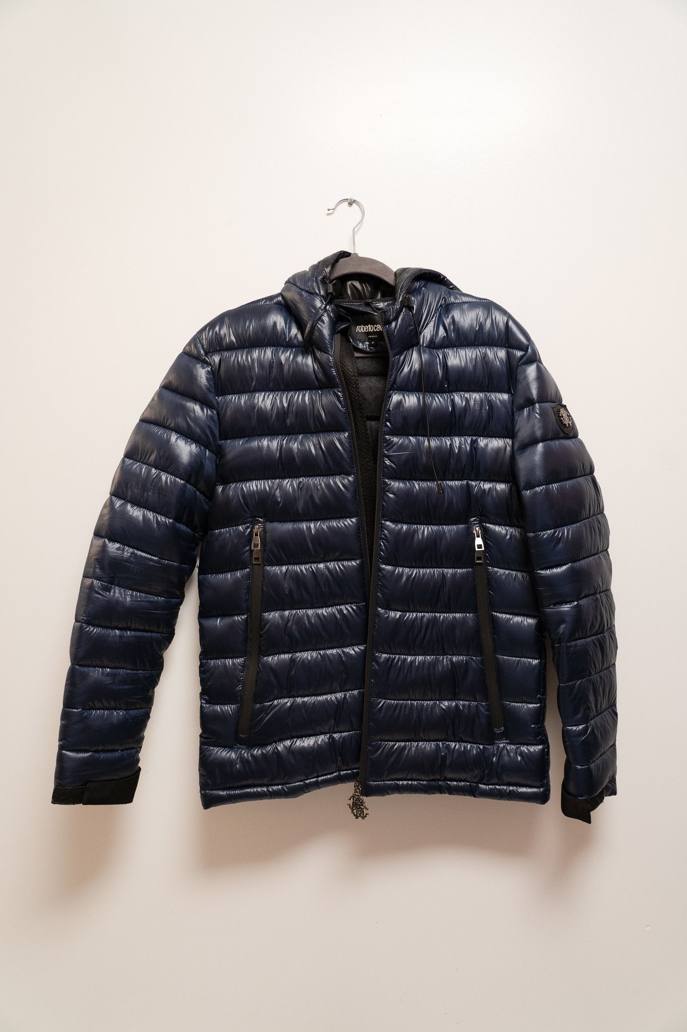 Roberto Cavalli Robert Cavalli Men's Hooded Blue Puffer Jacket Size US M / EU 48-50 / 2 - 1 Thumbnail