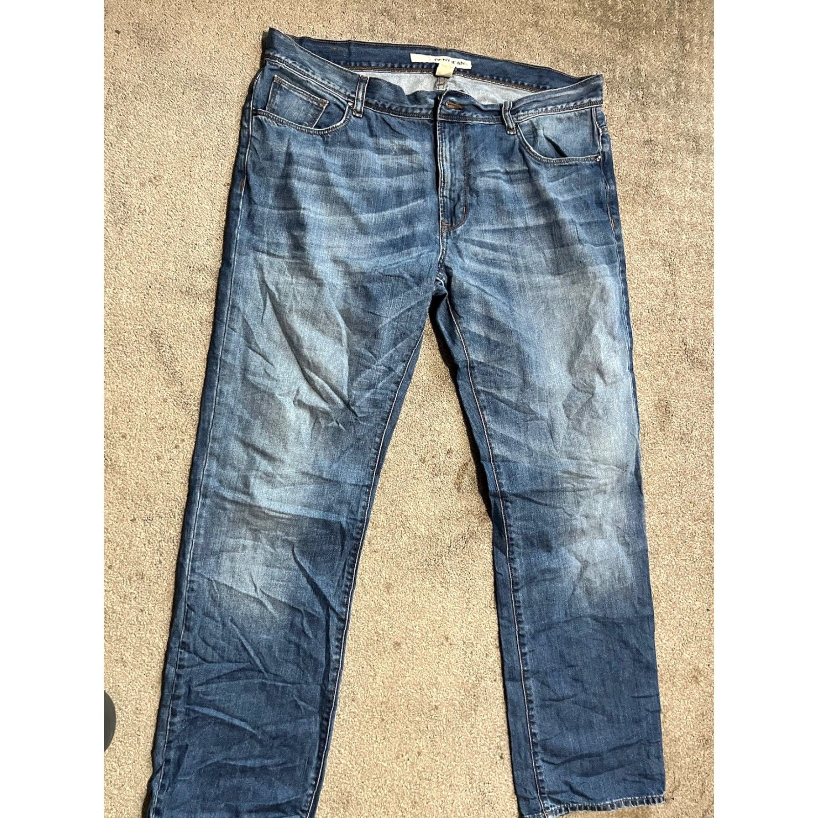 DKNY DKNY Jeans Men’s 38x32 Blue Cotton Denim Straight Leg Workwear Dark Wash Faded Denim Jeans Size US 38 / EU 54 - 3 Thumbnail