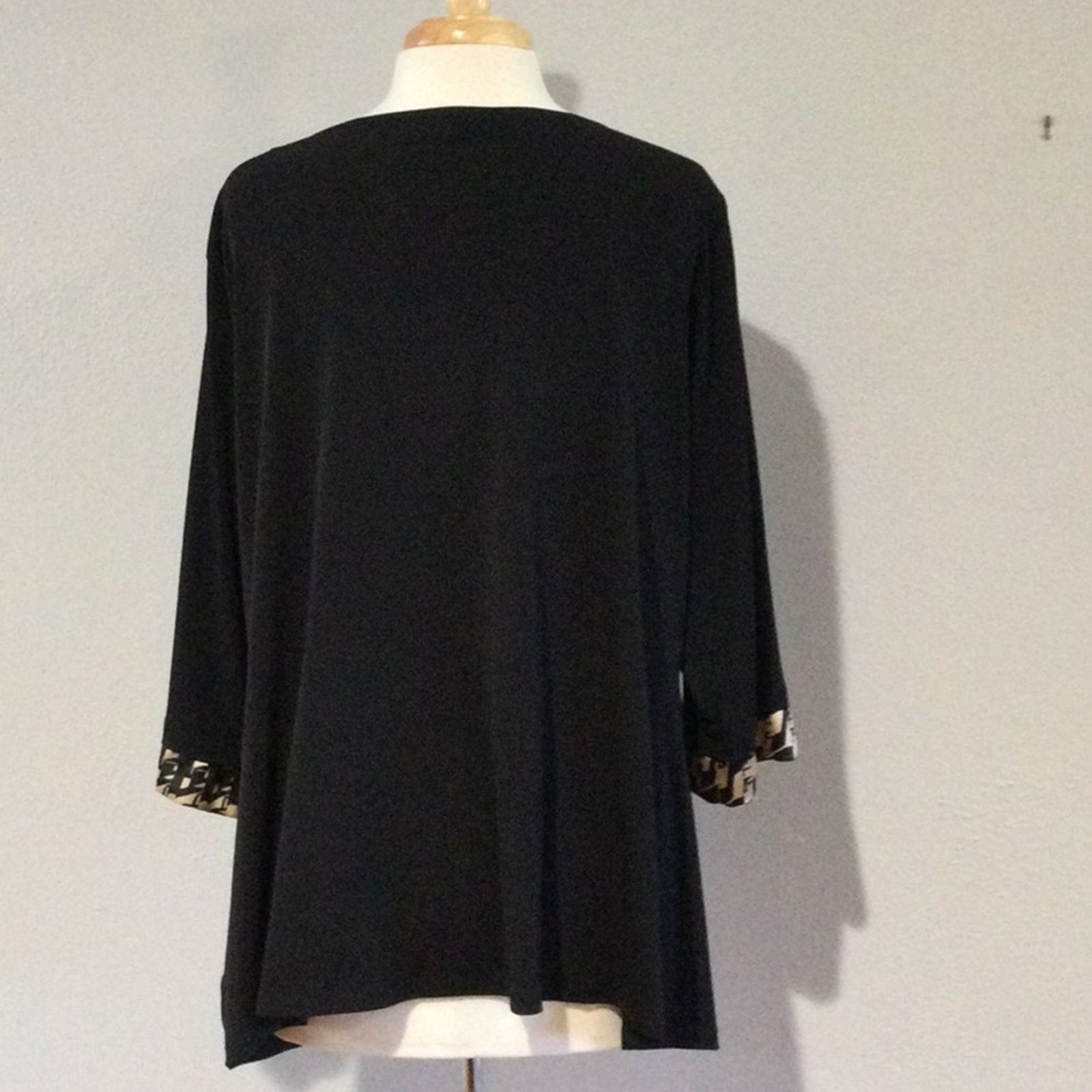 Other I.N. Studio Woman Black & Tan V-neck Pullover Blouse Size 1X Size XL / US 12-14 / IT 48-50 - 8 Thumbnail