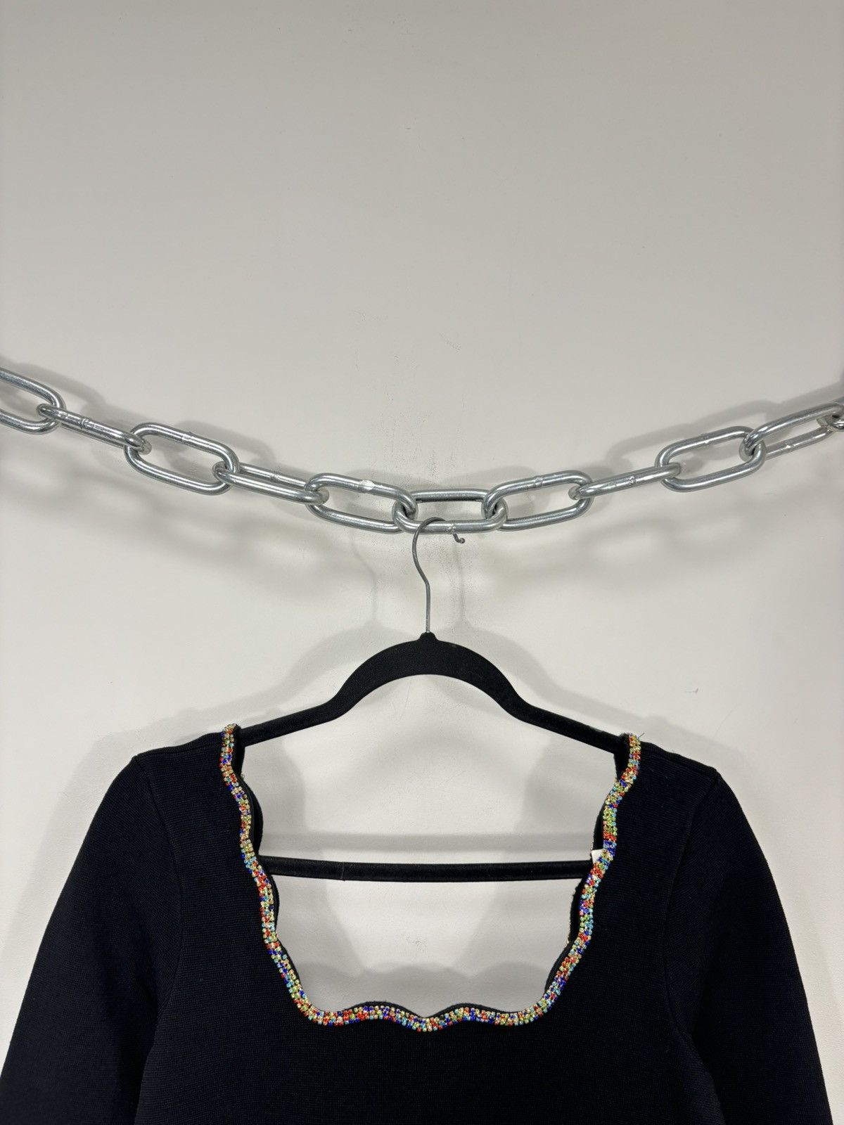 Sandro Sandro NWT Crystal Trims Black Long Sleeve Flared Dress Size M / US 6-8 / IT 42-44 - 5 Thumbnail