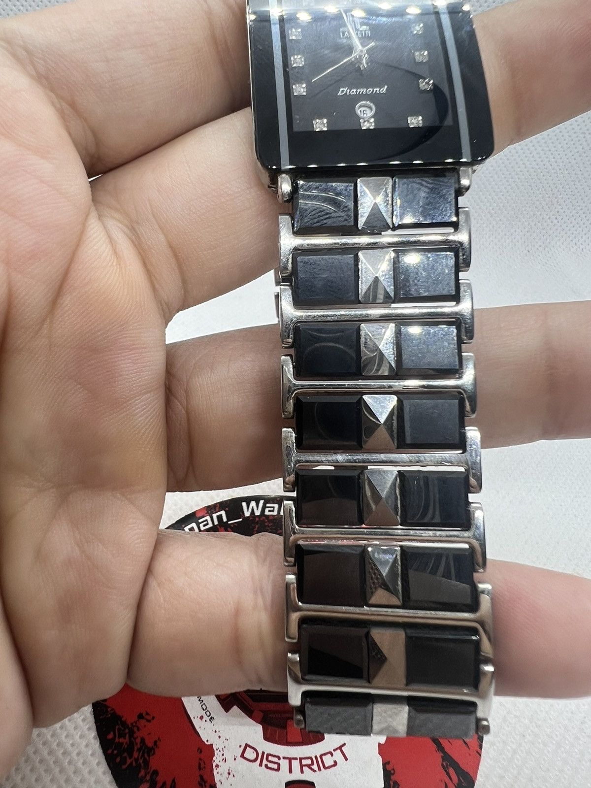 Vintage LANCETTI Tungsten Diamond Rectangular Black Men's Watch Size ONE SIZE - 7 Thumbnail