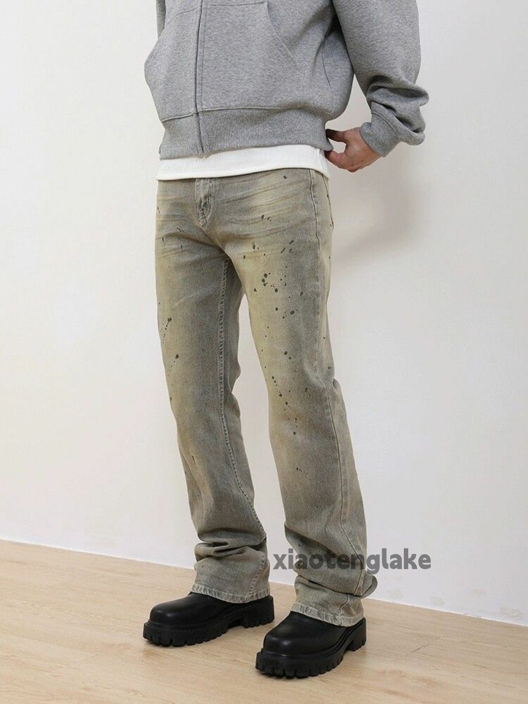 Jean × Vintage washed faded rusty stain paint grunge flared jeans Size US 32 / EU 48 - 1 Thumbnail