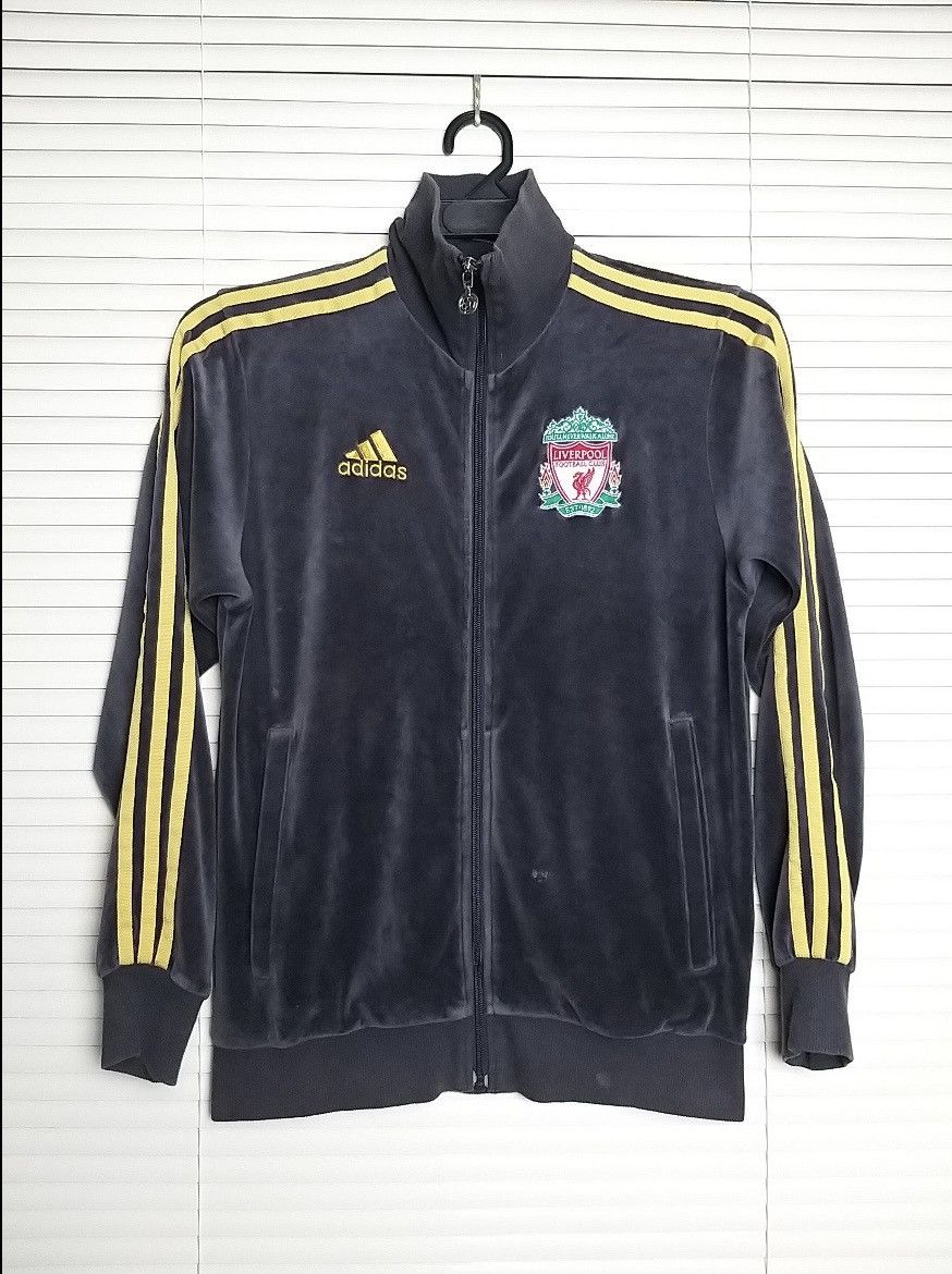 Adidas NICE💥VINTAGE ADIDAS "LIVERPOOL" VELVET ZIPPER SWEATER/JACKET Size US XS / EU 42 / 0 - 1 Thumbnail