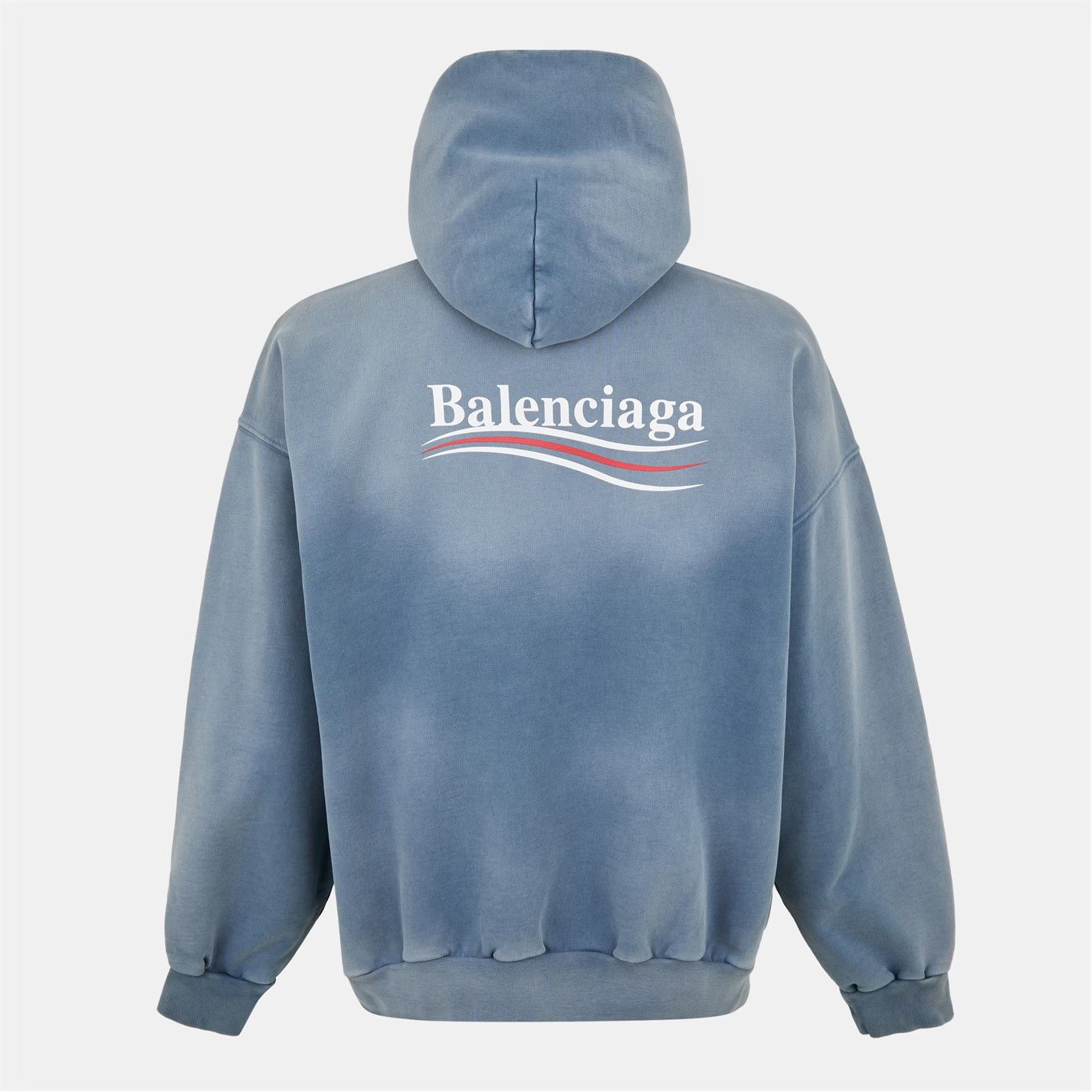 Balenciaga o1g2r1mq0226 Logo Political Hoodie In Faded Blue Size US L / EU 52-54 / 3 - 2 Thumbnail