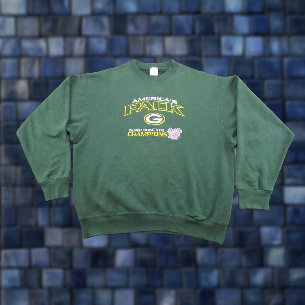 Fruit Of The Loom VINTAGE 90s Green Bay Packers Americas Pack Super Bowl XXXI Sweatshirt XL Green Nike? Size US XL / EU 56 / 4 - 1 Thumbnail