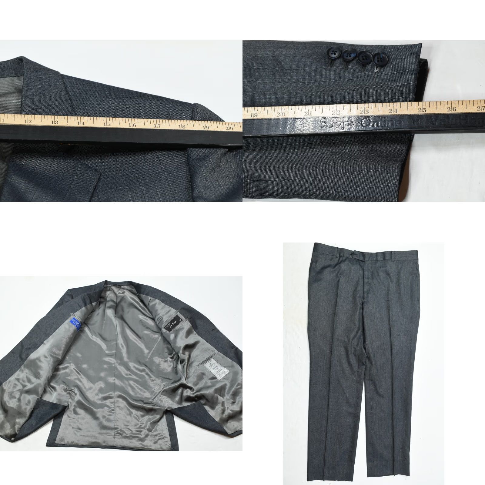 Vintage Adrian Jules SCABAL Diamond Chip Suit 46 Gray Wool Silk 150s Two-Button Mens Size 46R - 9 Thumbnail