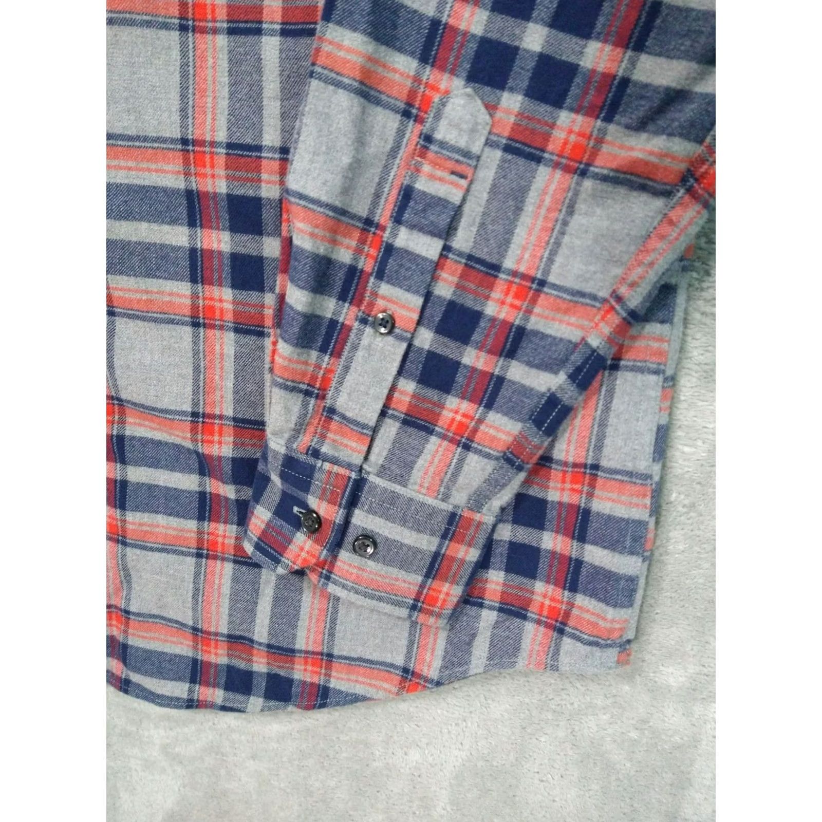 Banana Republic Banana Republic Shirt Mens L Gray Blue Plaid Flannel Long Sleeve Button Up Shirt Size US L / EU 52-54 / 3 - 3 Thumbnail