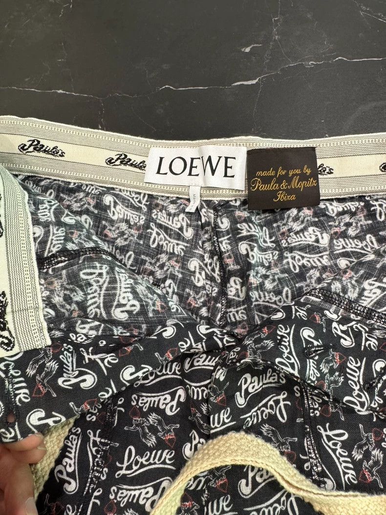 Loewe LOEWE sizeS Full logo shorts cotton linen texture Size US 26 / EU 42 - 3 Thumbnail