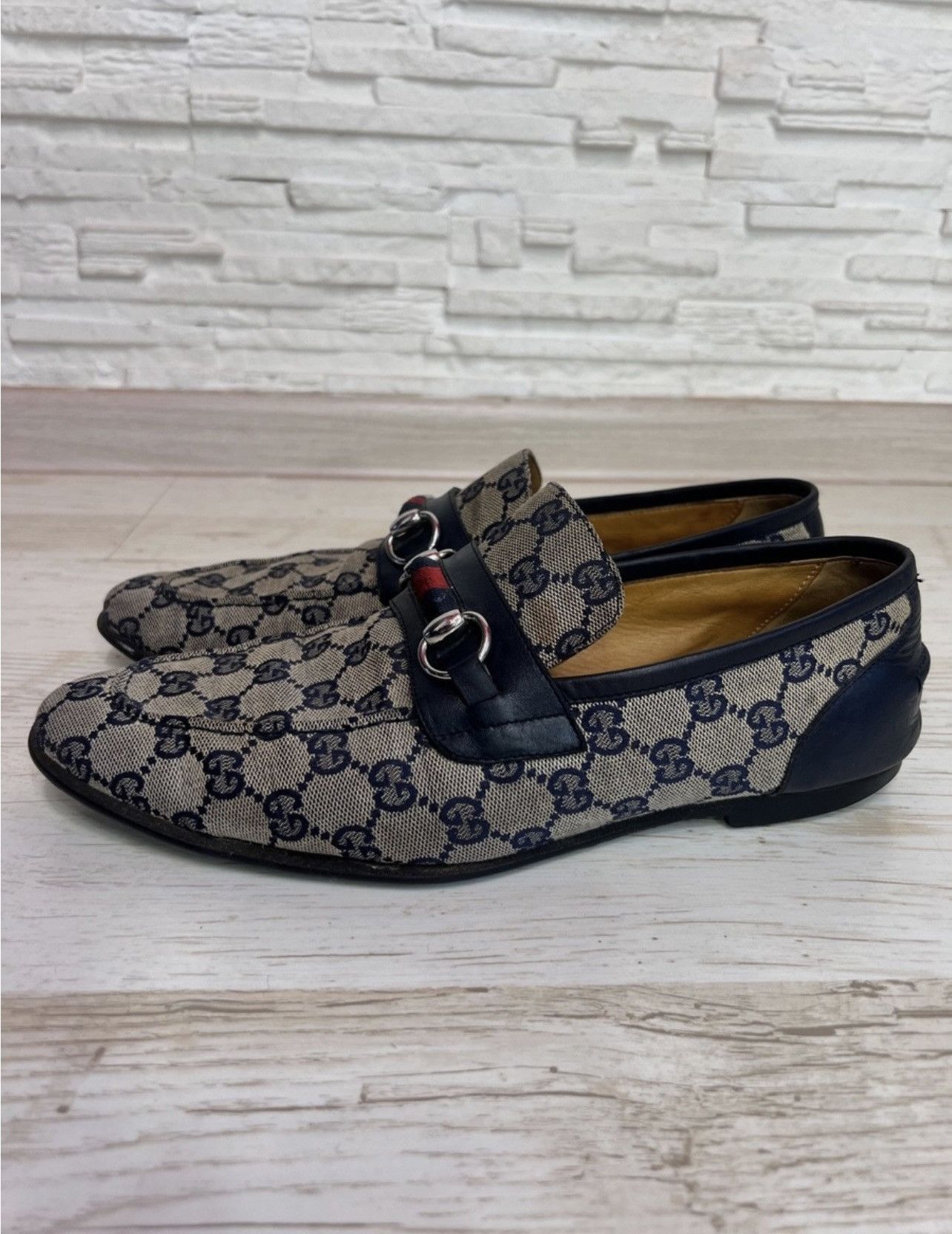 Gucci Gucci canvas GG monogram horsebit jordaan loafers slip on 41 Size US 8 / EU 41 - 2 Thumbnail