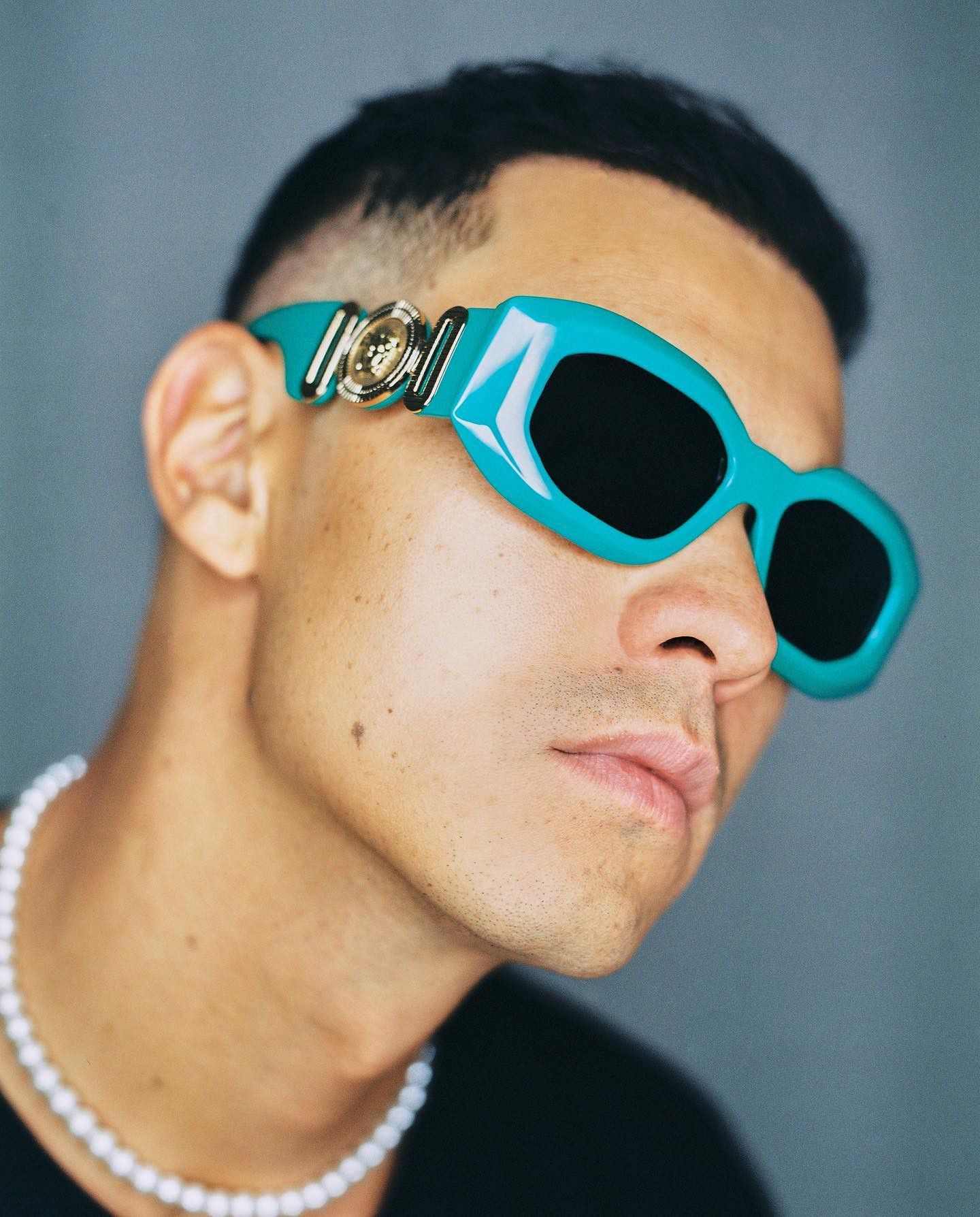 image of New Versace Ve4425U - 543987 Blue Gold Unisex Sunglasses in Blue/Gold, Men's