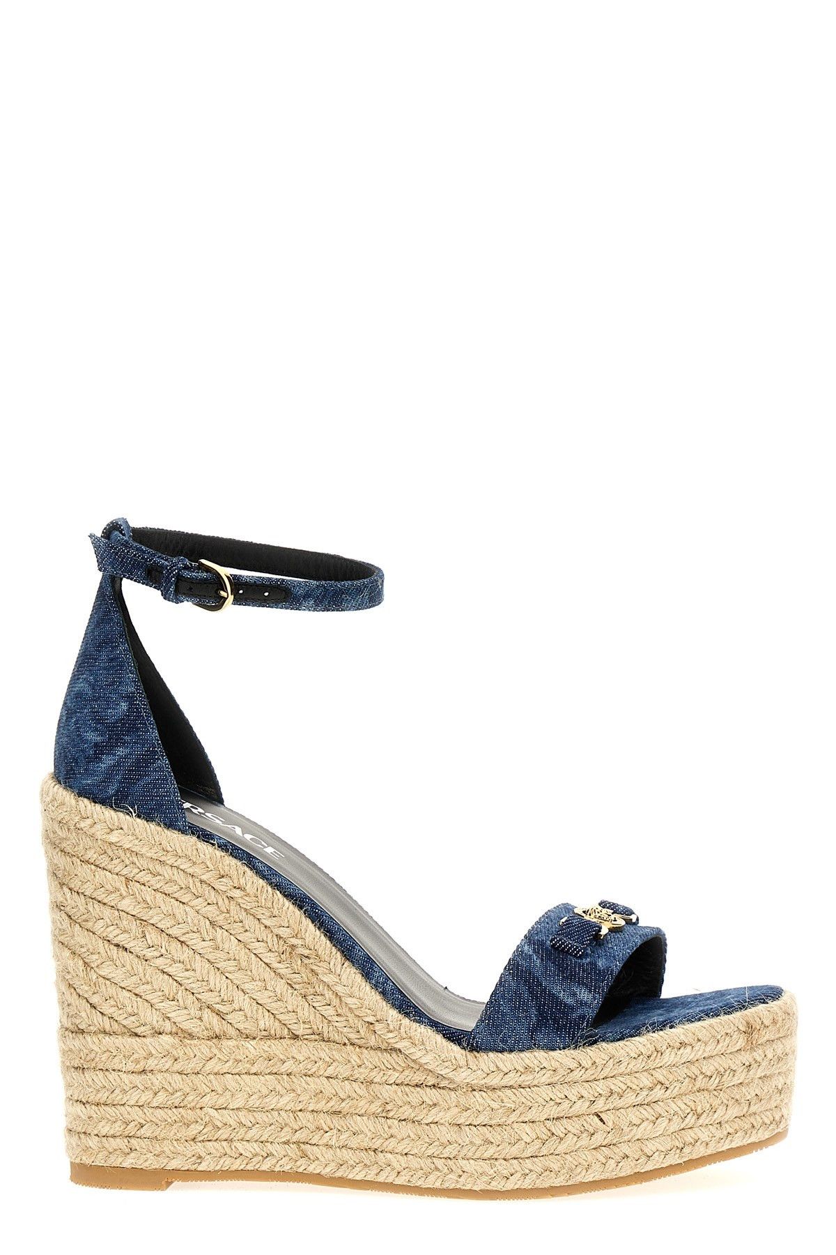 image of Versace 'barocco' Wedges Shoes in Blue, Women's (Size 8)