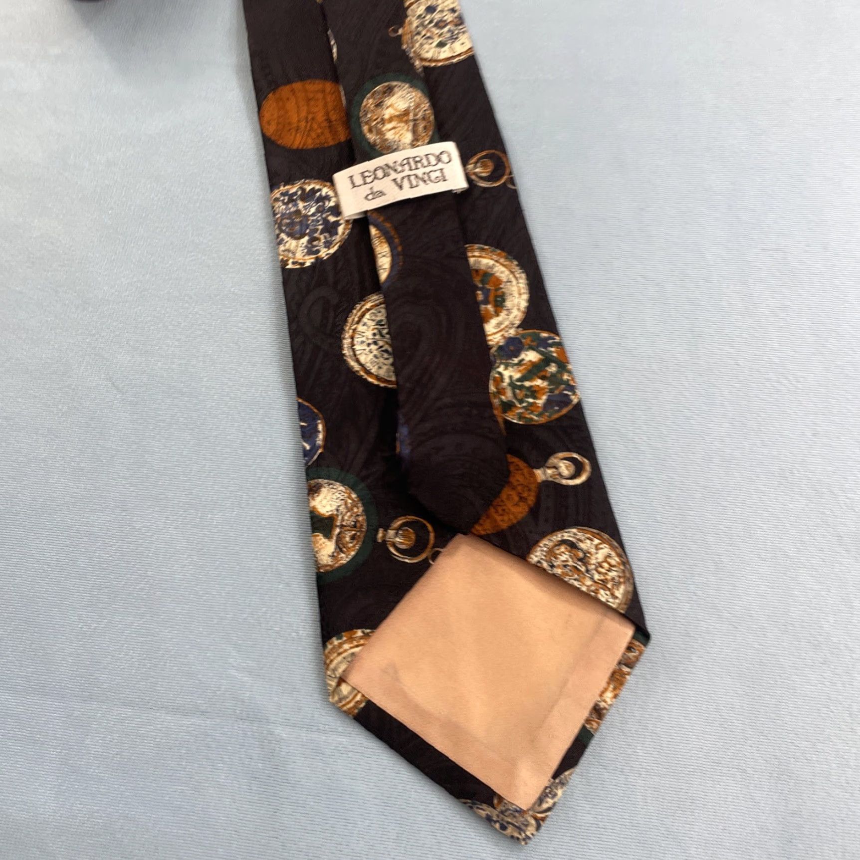 Vintage Leonardo da Vinci Silk Tie Watch Sailing Compass Necktie vtg 90s 4x58 Cap­sule Wide Necktie Size ONE SIZE - 6 Thumbnail