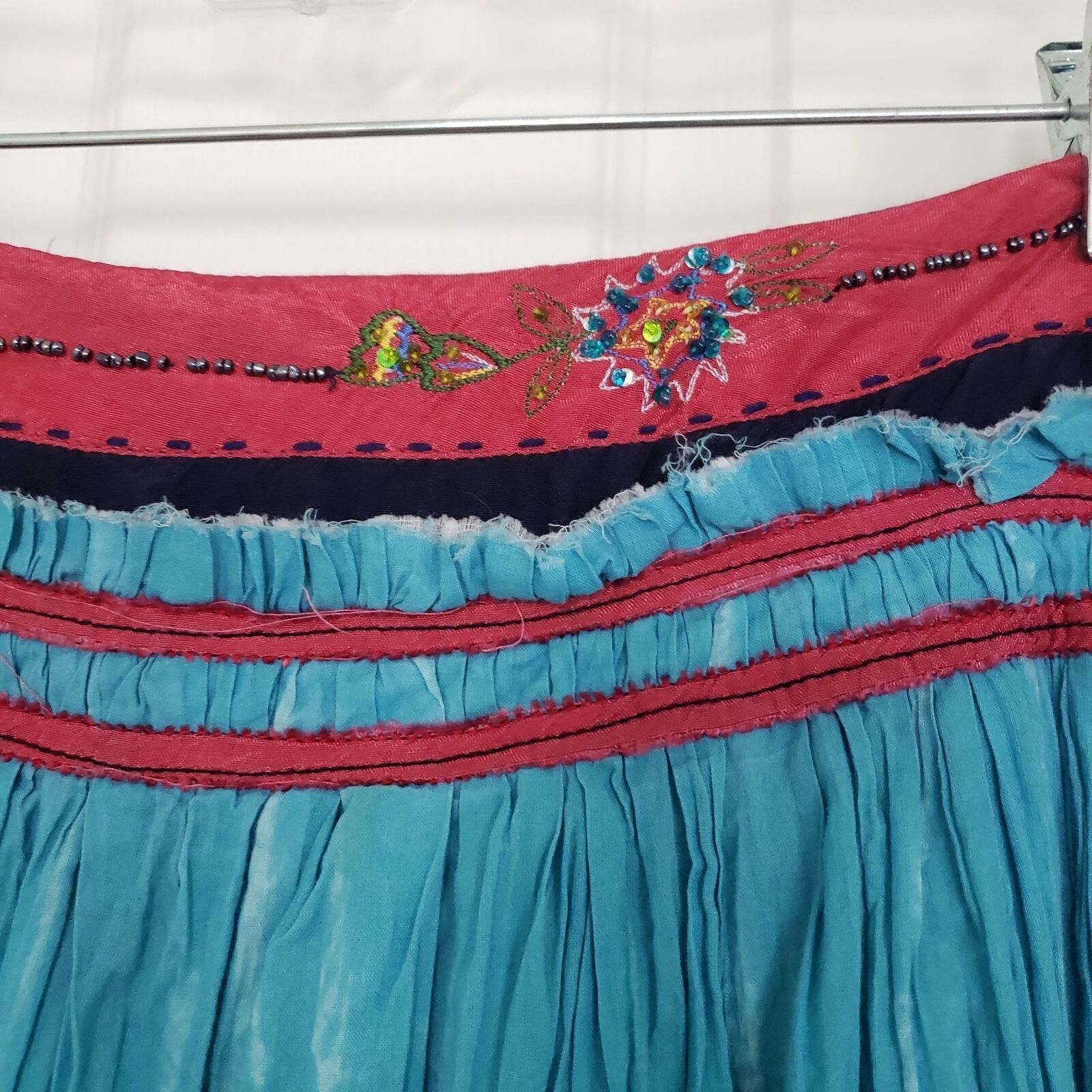 Designer Chaudry Midi Skirt Womens Size Medium Blue Floral Boho Light Size 32" / US 10 / IT 46 - 13 Thumbnail