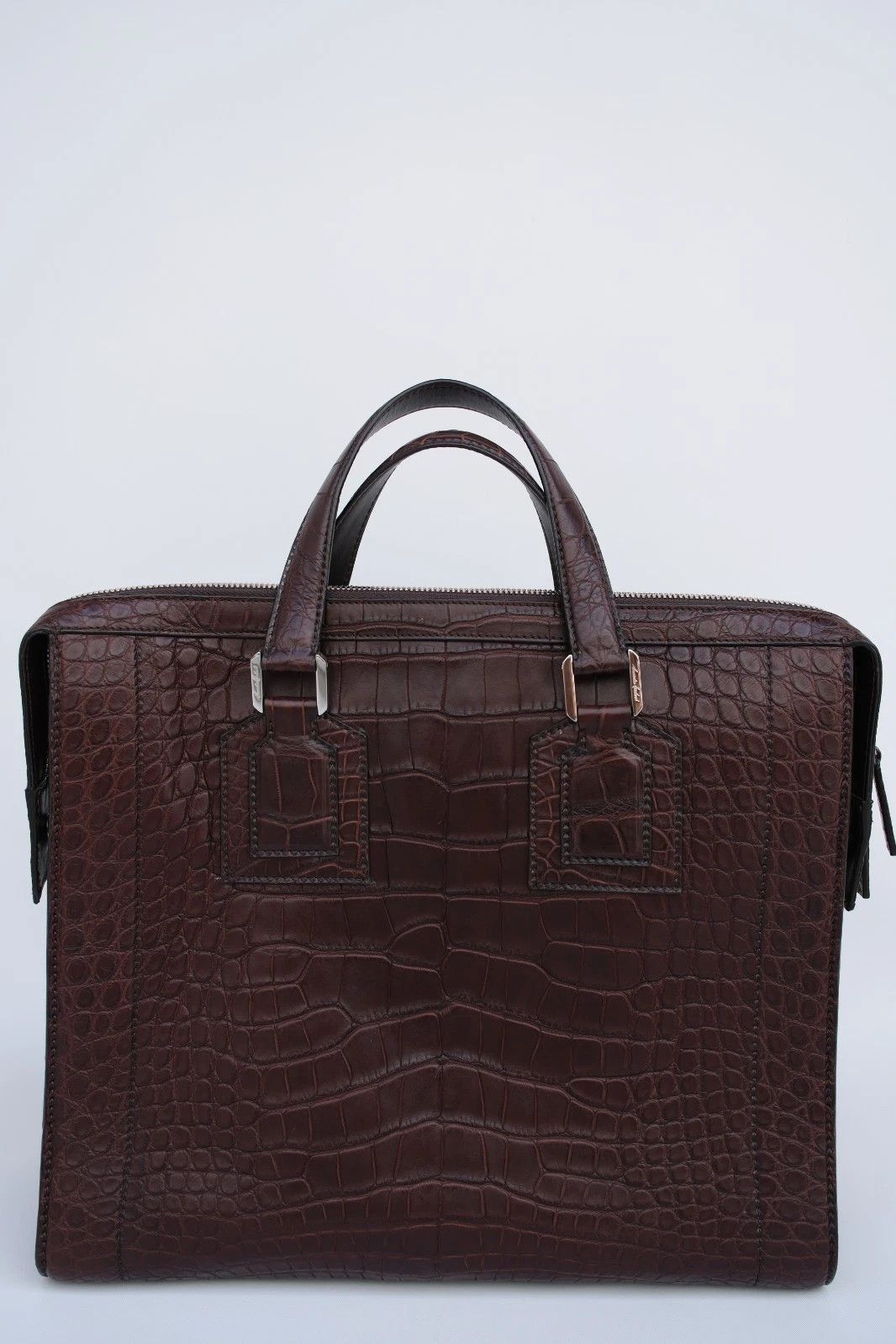 Testoni New A. Testoni Alligator Exotic Chocolate Brown Briefcase Size ONE SIZE - 2 Thumbnail
