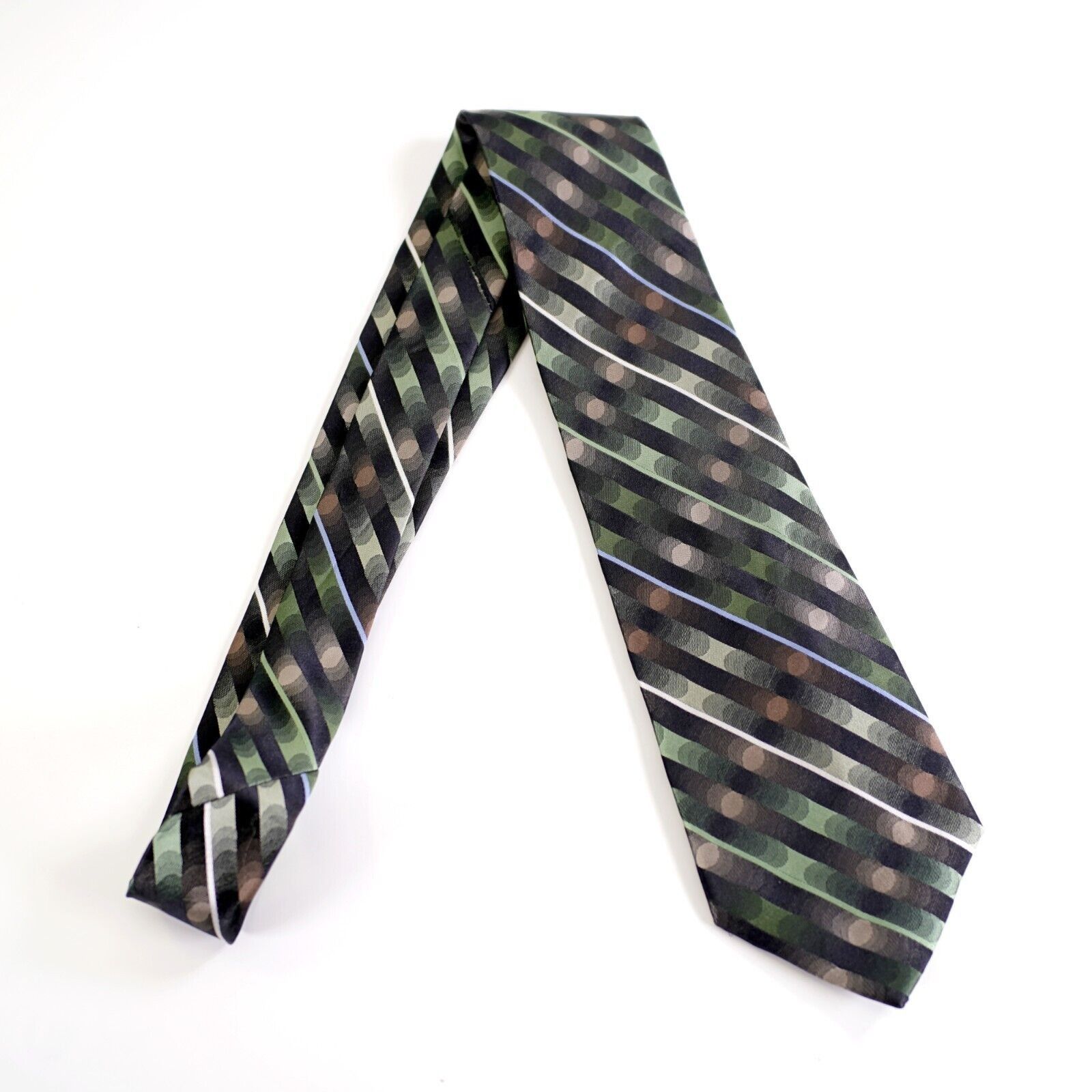 Arrow Arrow Green Brown Striped Woven Silk Tie Size ONE SIZE - 7 Thumbnail