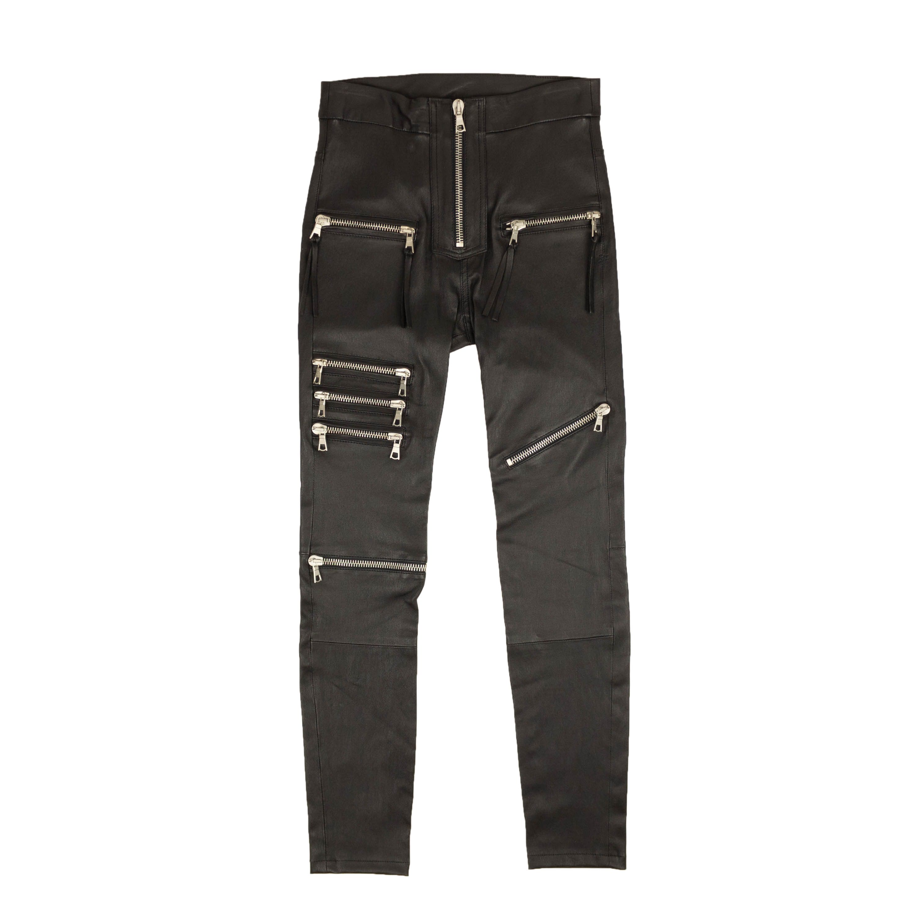 image of Unravel Project Black Leather Zipper Skinny Pants Size 24, Women's