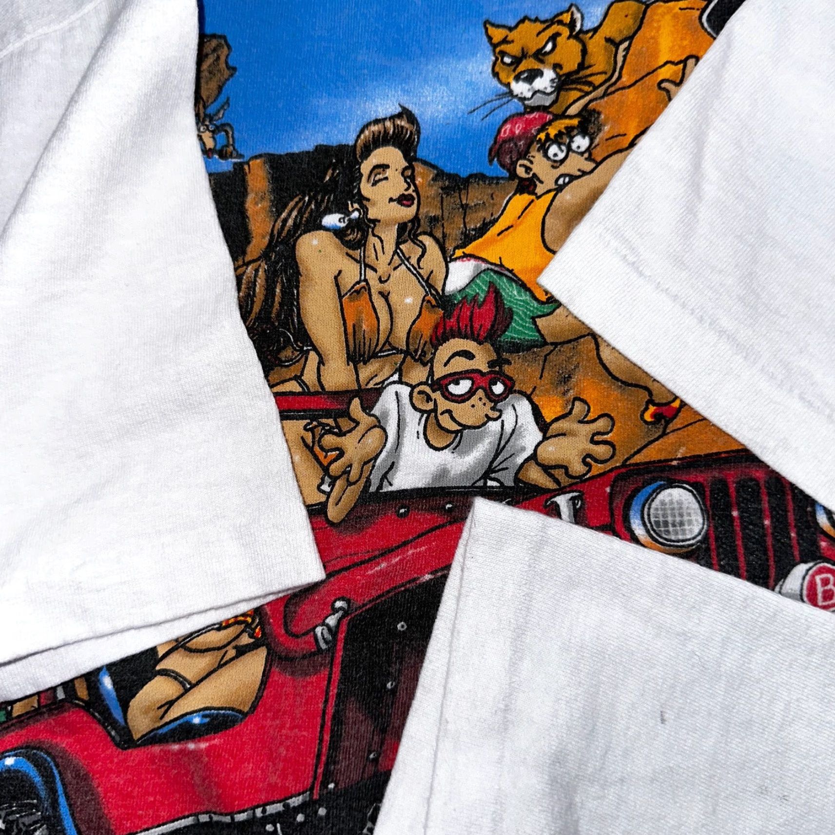 Big John VINTAGE Big Johnson T-Shirt Mens White Short Sleeve Crew Neck L 1997 90s Naughty Humor Trucks Graphic Print Vintage 70s 80s 90s Pattern Solid Size US L / EU 52-54 / 3 - 6 Thumbnail