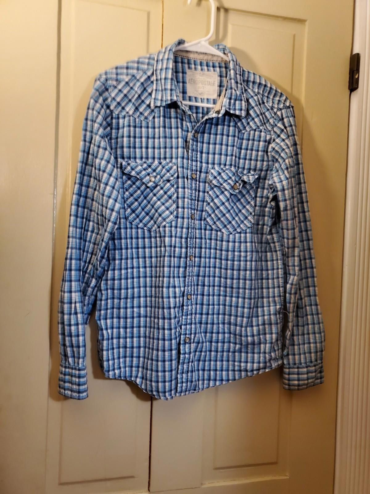 Aeropostale Aeropostale Mens SM Western Pearl Snap Vintage LS Plaid Size US S / EU 44-46 / 1 - 1 Thumbnail