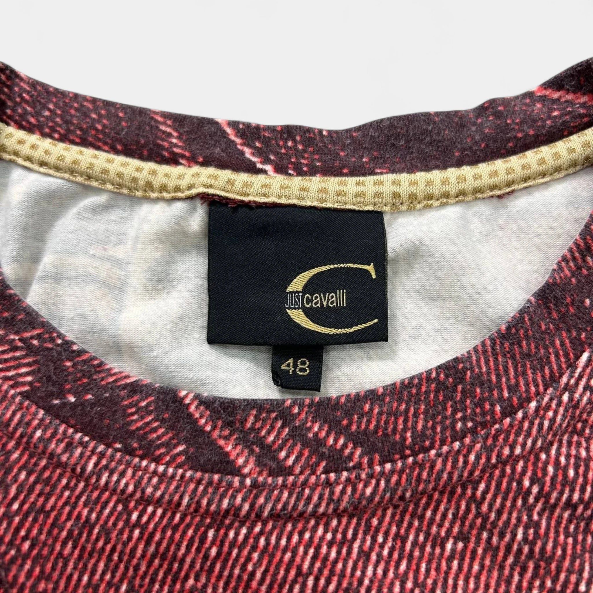 Roberto Cavalli Just Cavalli Red Denim Pattern Sleeveless T-Shirt Size S / US 4 / IT 40 - 4 Thumbnail