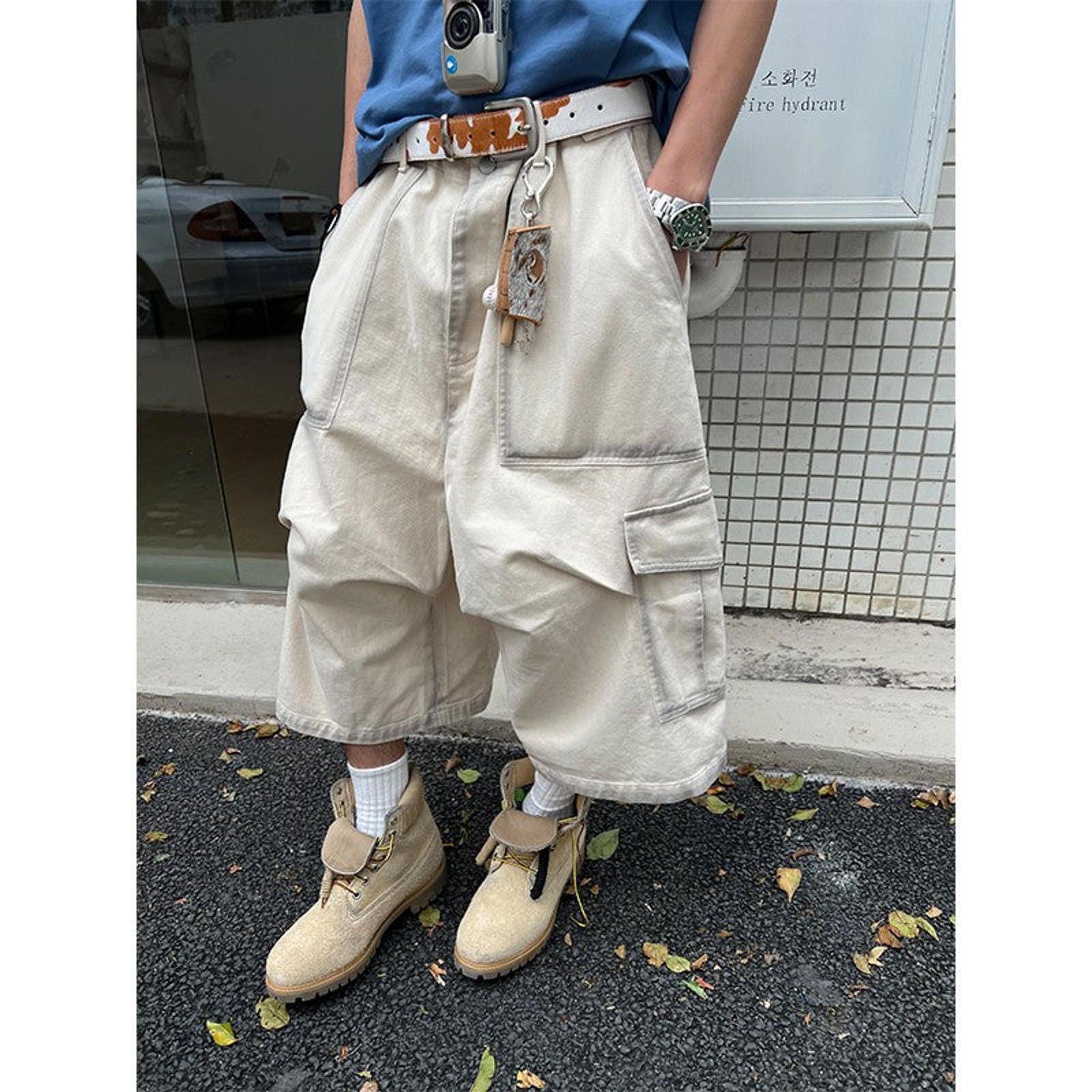 White Multi Pocket Cargo Jorts