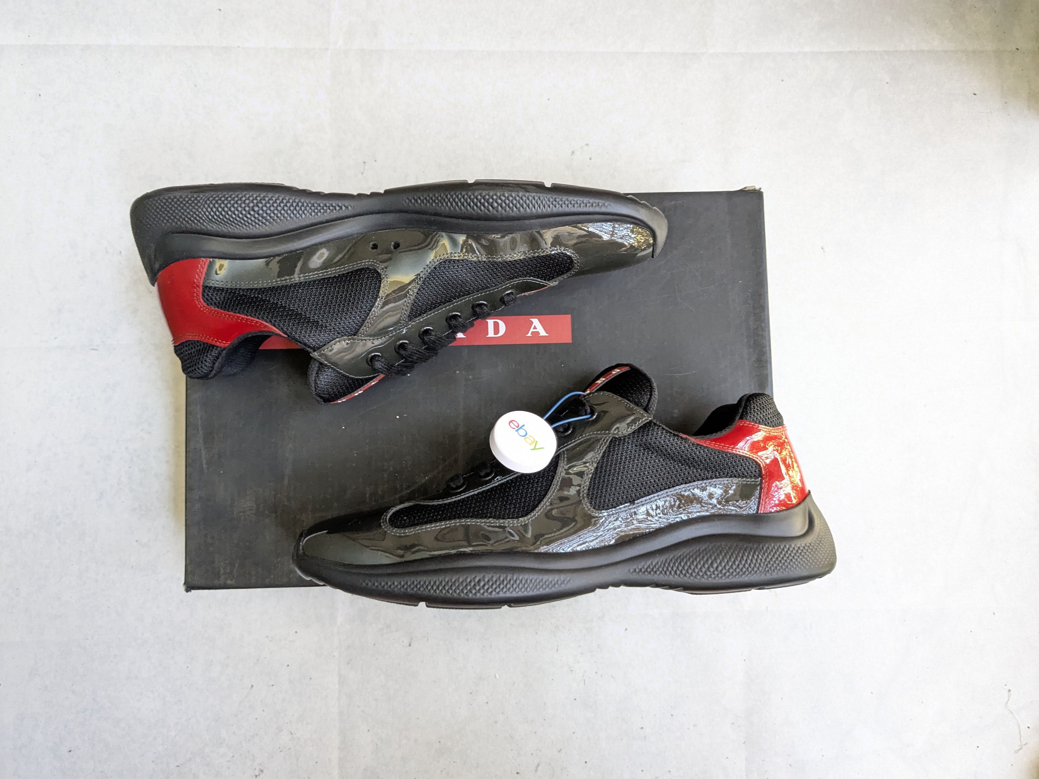 Prada Prada America's Cup Sneakers Gray Black Red Patent 10 Size US 10 / EU 43 - 4 Thumbnail