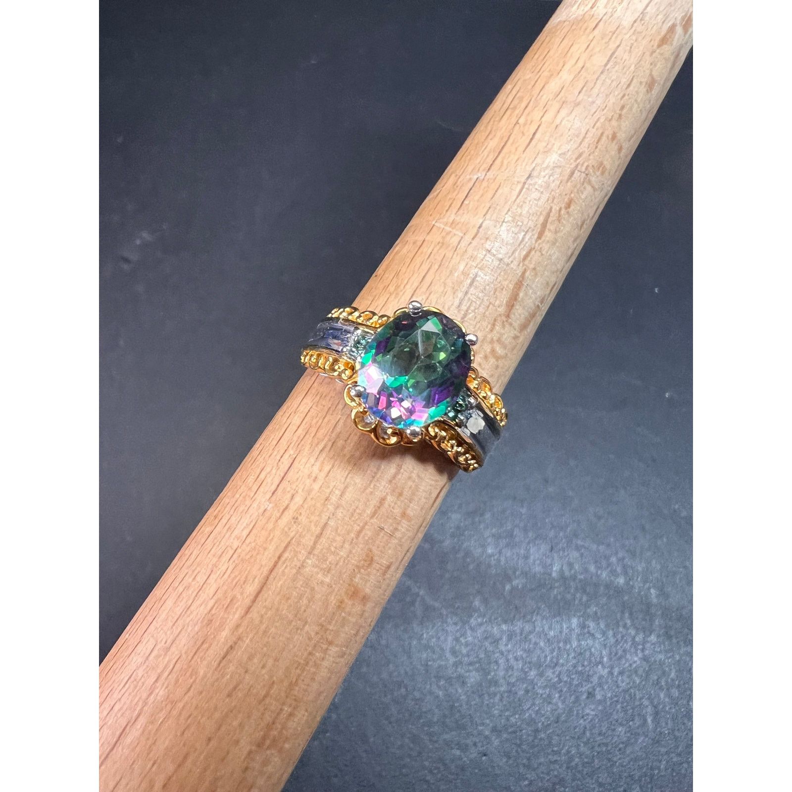 Other NEW green mystic topaz two toned sterling silver ring size 8 Size ONE SIZE - 7 Thumbnail