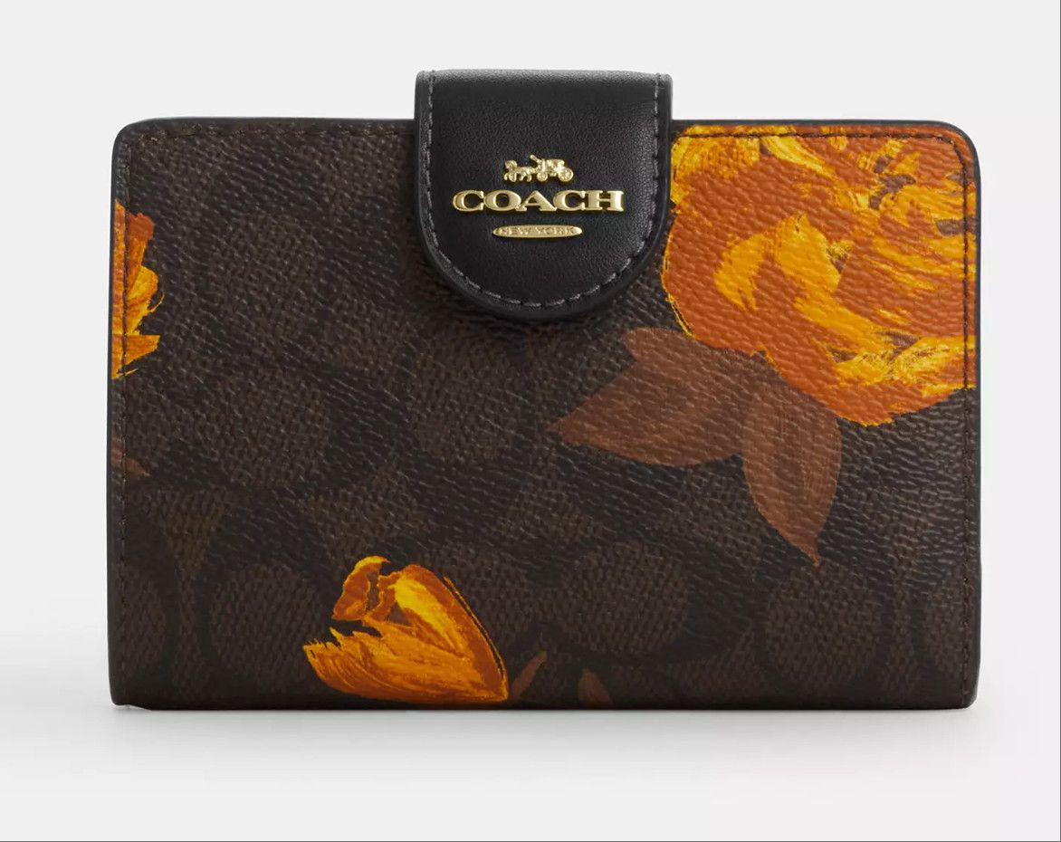 Coach Medium Corner Zip Wallet In Signature Canvas With Floral Size ONE SIZE - 5 Thumbnail