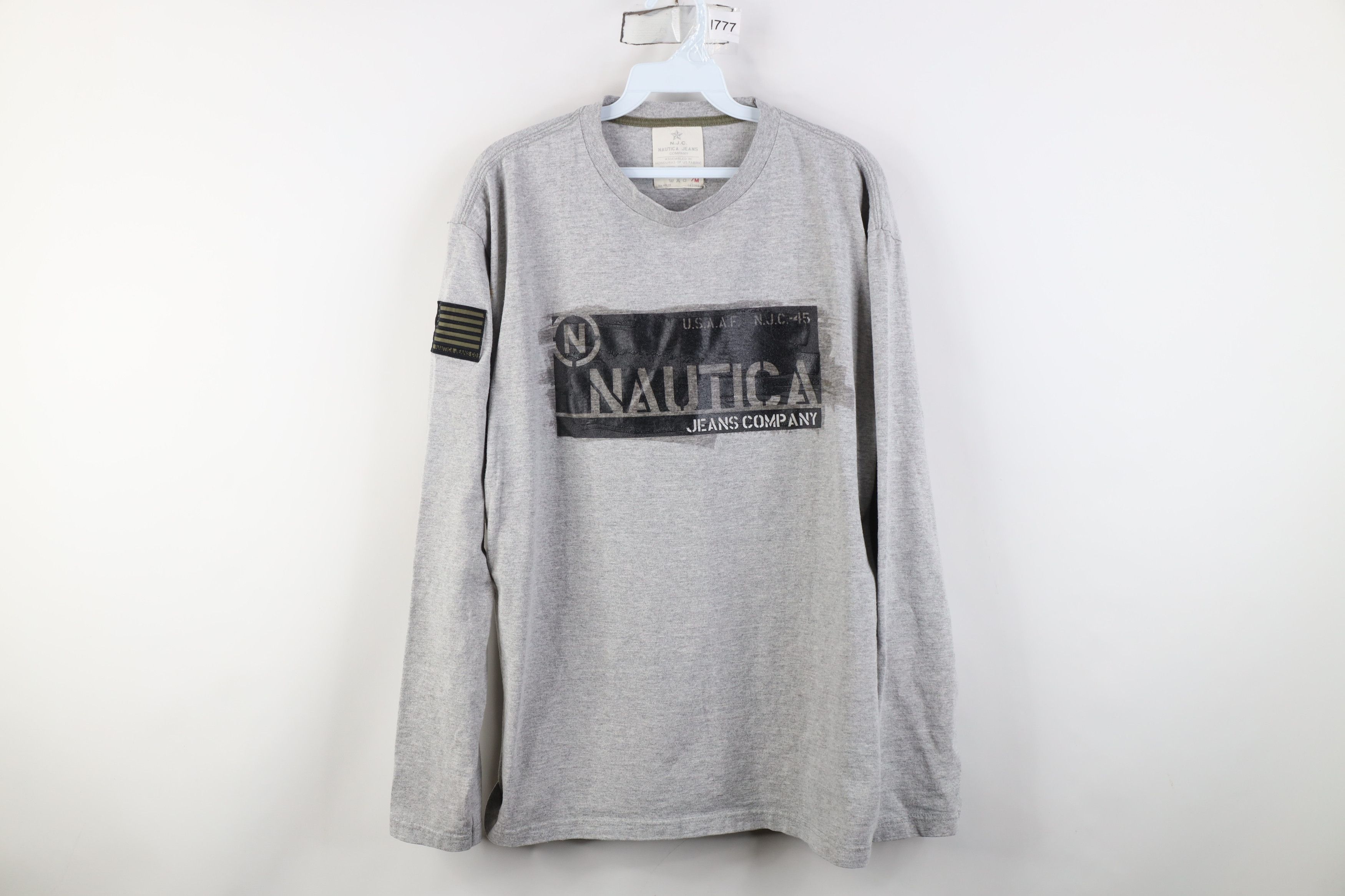 Nautica Vintage 90s Nautica Military Flag Long Sleeve T-Shirt Gray Size US M / EU 48-50 / 2 - 1 Thumbnail