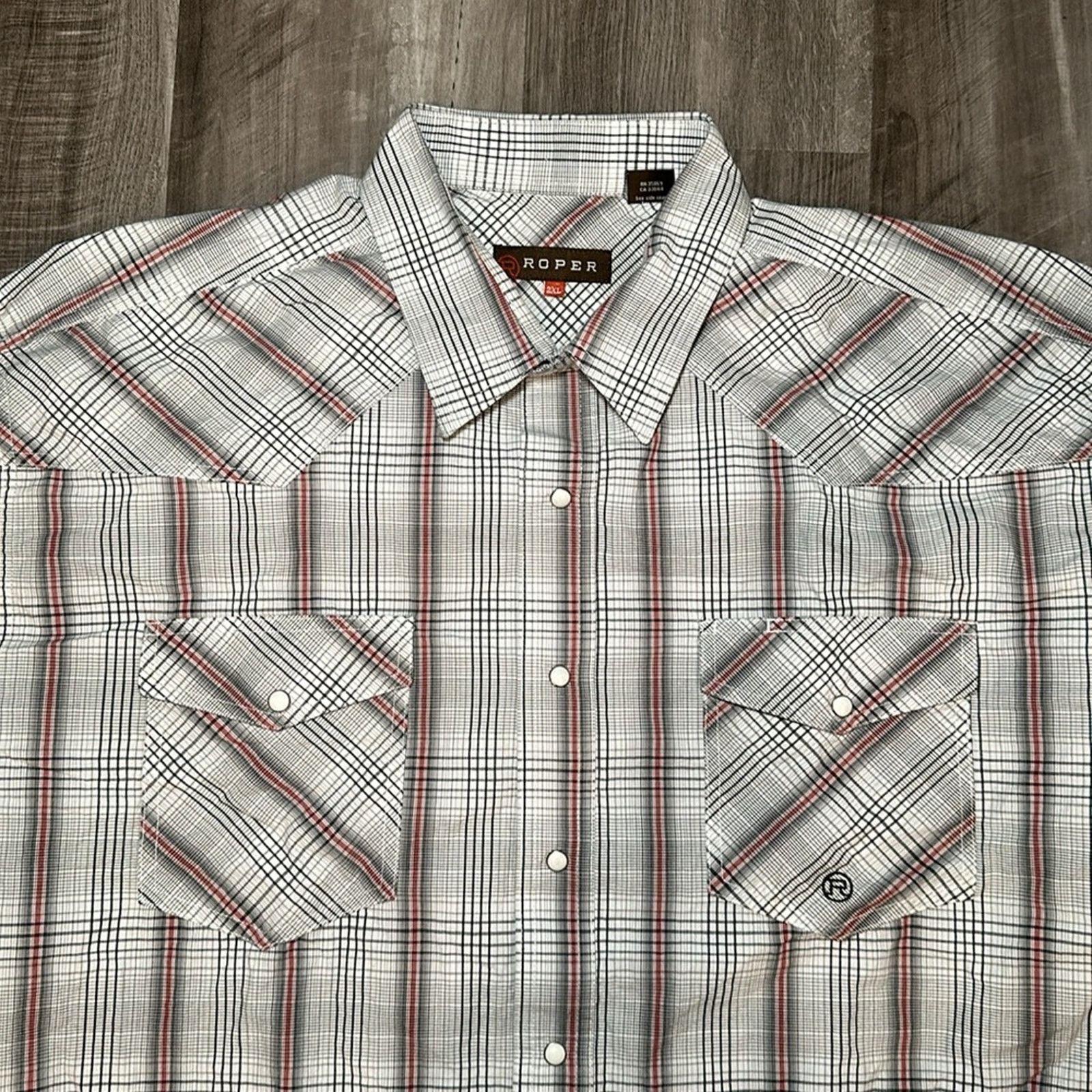 Roper Roper Western Plaid Long Sleeve Pearl Snap Button - 2XL Size US XXL / EU 58 / 5 - 5 Thumbnail