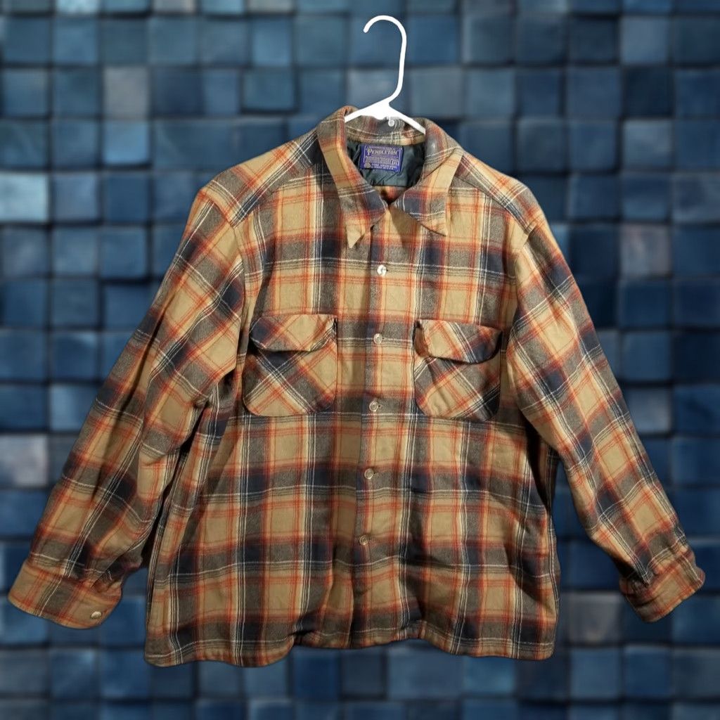 Pendleton VINTAGE Pendleton Shirt Mens XL Beige Plaid Wool Flannel Lined Board USA Size US XL / EU 56 / 4 - 1 Thumbnail