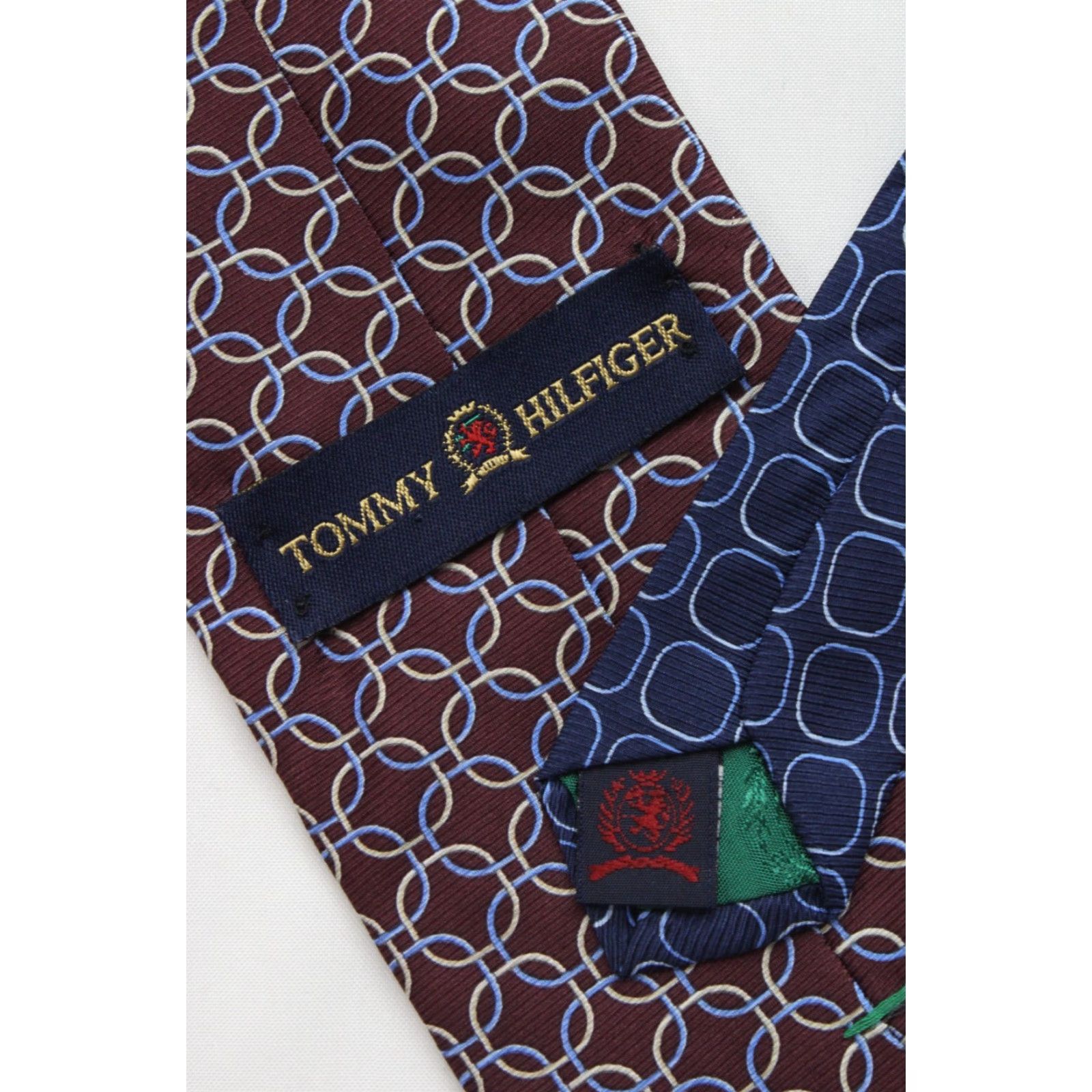 Tommy Hilfiger VTG Tommy Hilfiger Silk Necktie Burgandy Blue Geometric Men's Tie Stylish USA Size ONE SIZE - 6 Thumbnail