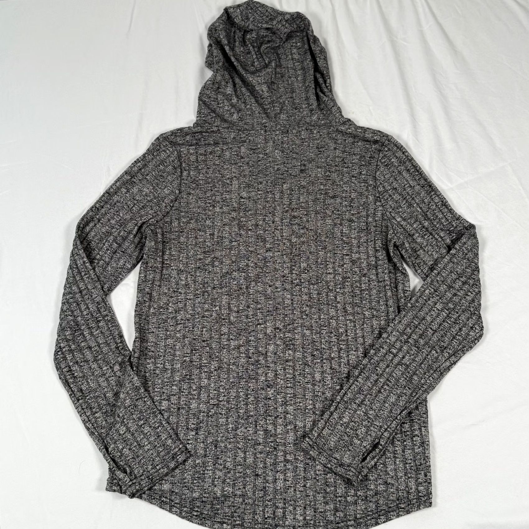 Jones New York Jones New York Shirt Womens Medium Gray Hooded Lace Up Ribbed Thumb Holes T-Shirt Long Sleeve Casual Fall Winter Womens Size M / US 6-8 / IT 42-44 - 8 Thumbnail