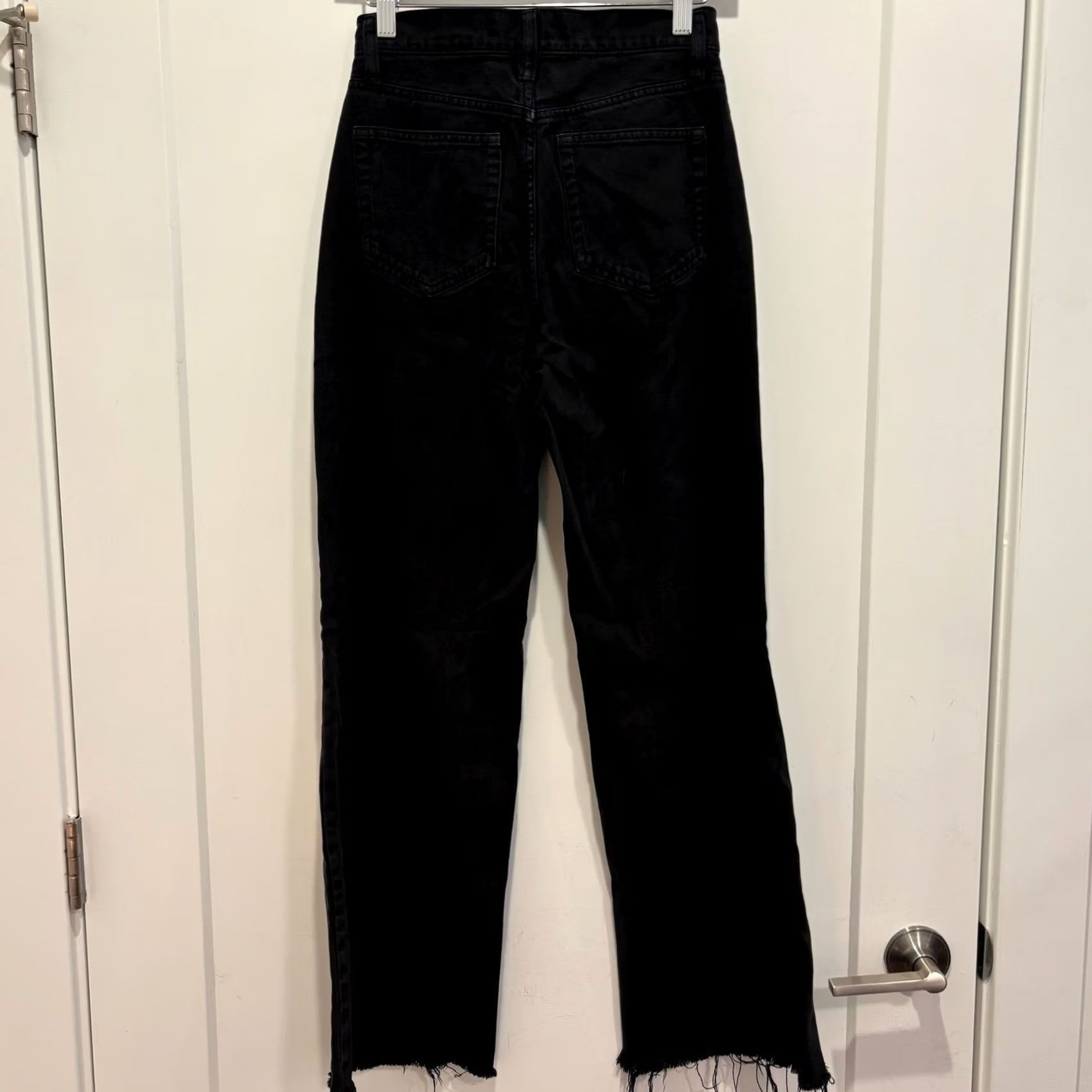 Gap GAP Womens High Rise Wide Leg Jeans Black Raw Hem Denim Pants Size 25 Size 42" / US 20 - 3 Thumbnail