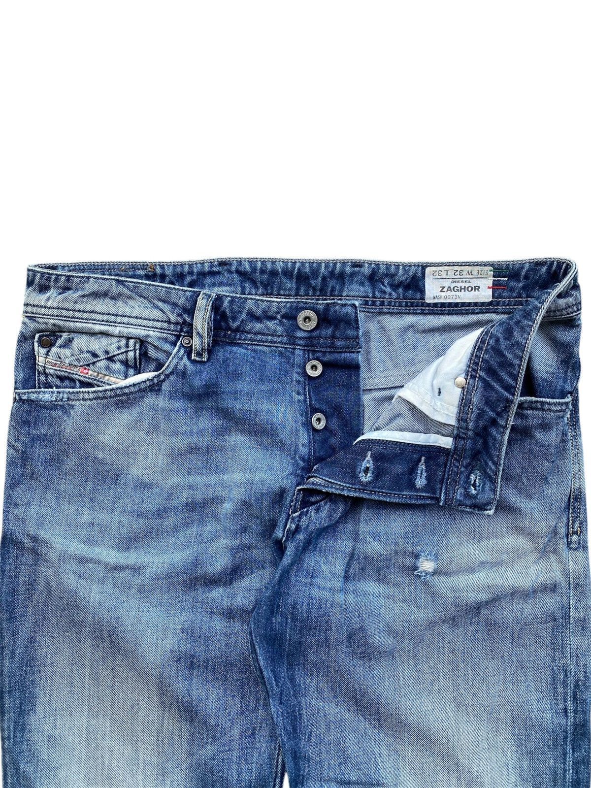 Diesel × Vintage Y2K DIESEL Zaghor Heavyweight Distressed Blue Washed Denim Size US 32 / EU 48 - 4 Thumbnail