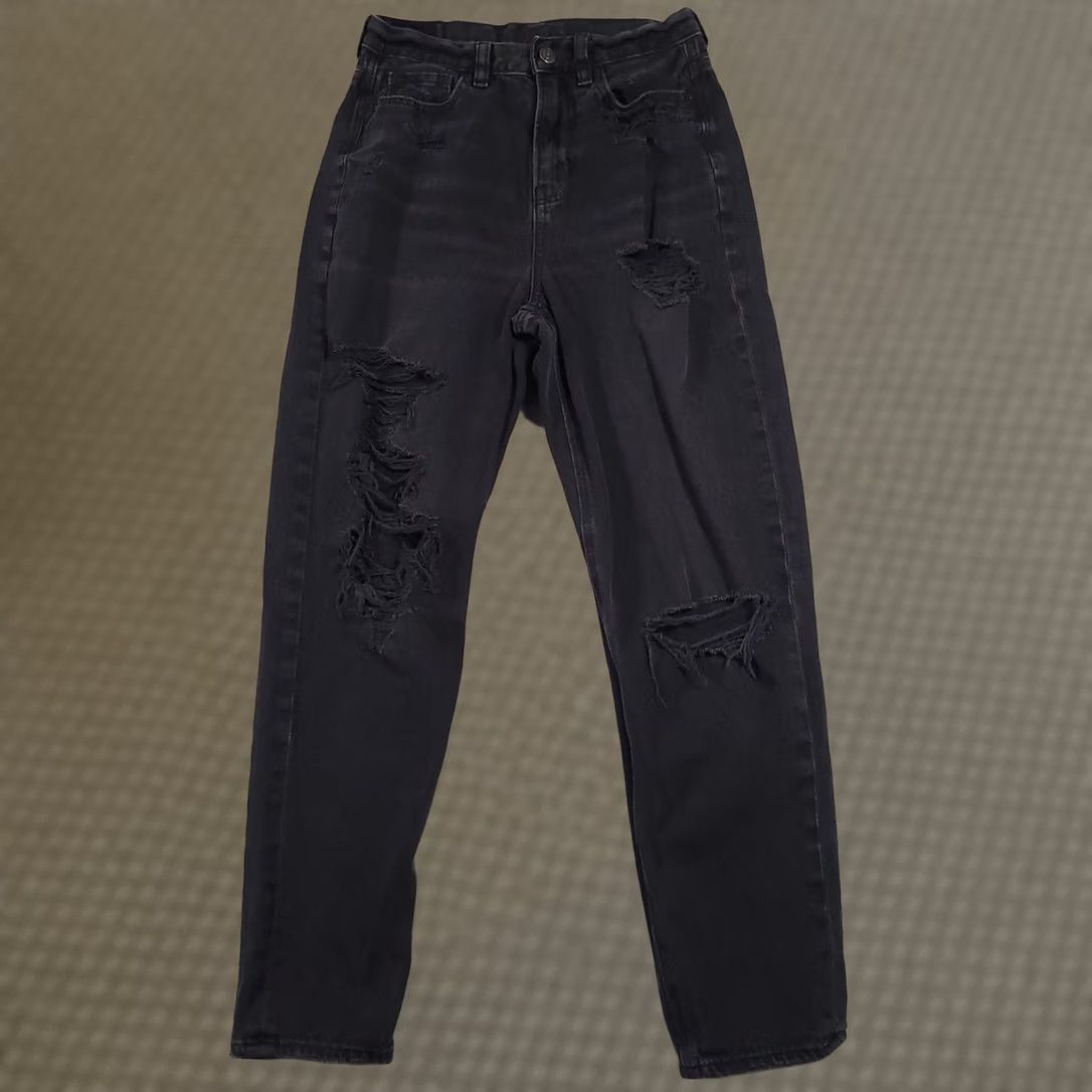 Vintage American Eagle Jeans Womens 0 Relaxed Mom High Rise Distressed Ripped Denim Pant Size 25" / US 0 / IT 36 - 1 Thumbnail