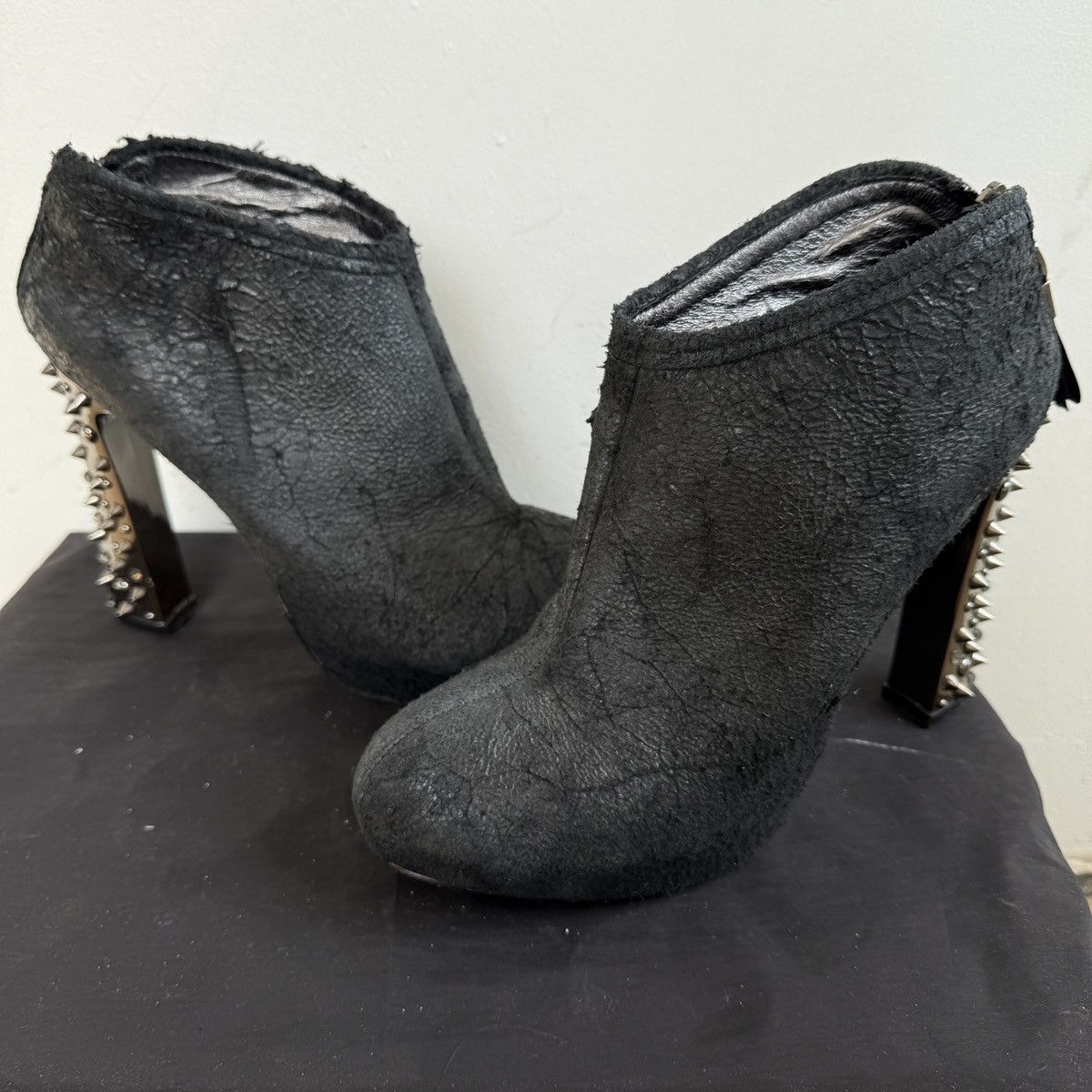 Other Alberto Venturini Black leather spiked high heels Size US 9.5 / IT 39.5 - 4 Thumbnail